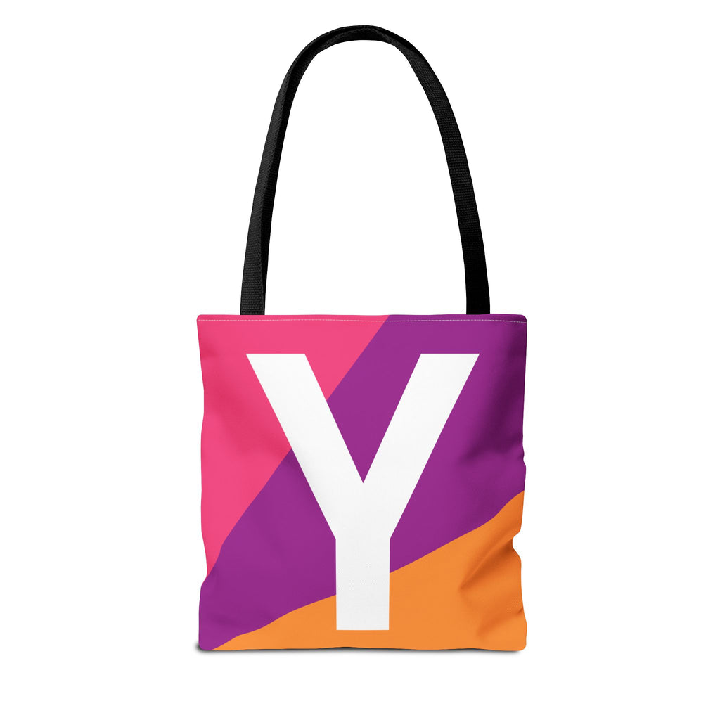 Monogram 'Y' Colorblock Tote Bag — Personalized Initial Y Shoulder Tote
