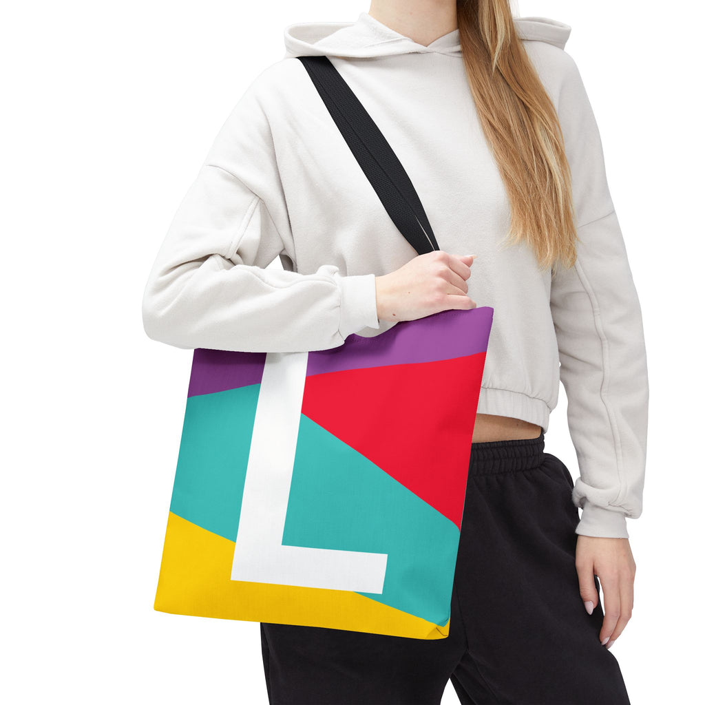 Monogram 'L' Colorblock Tote Bag — Personalized Initial L Shoulder Tote