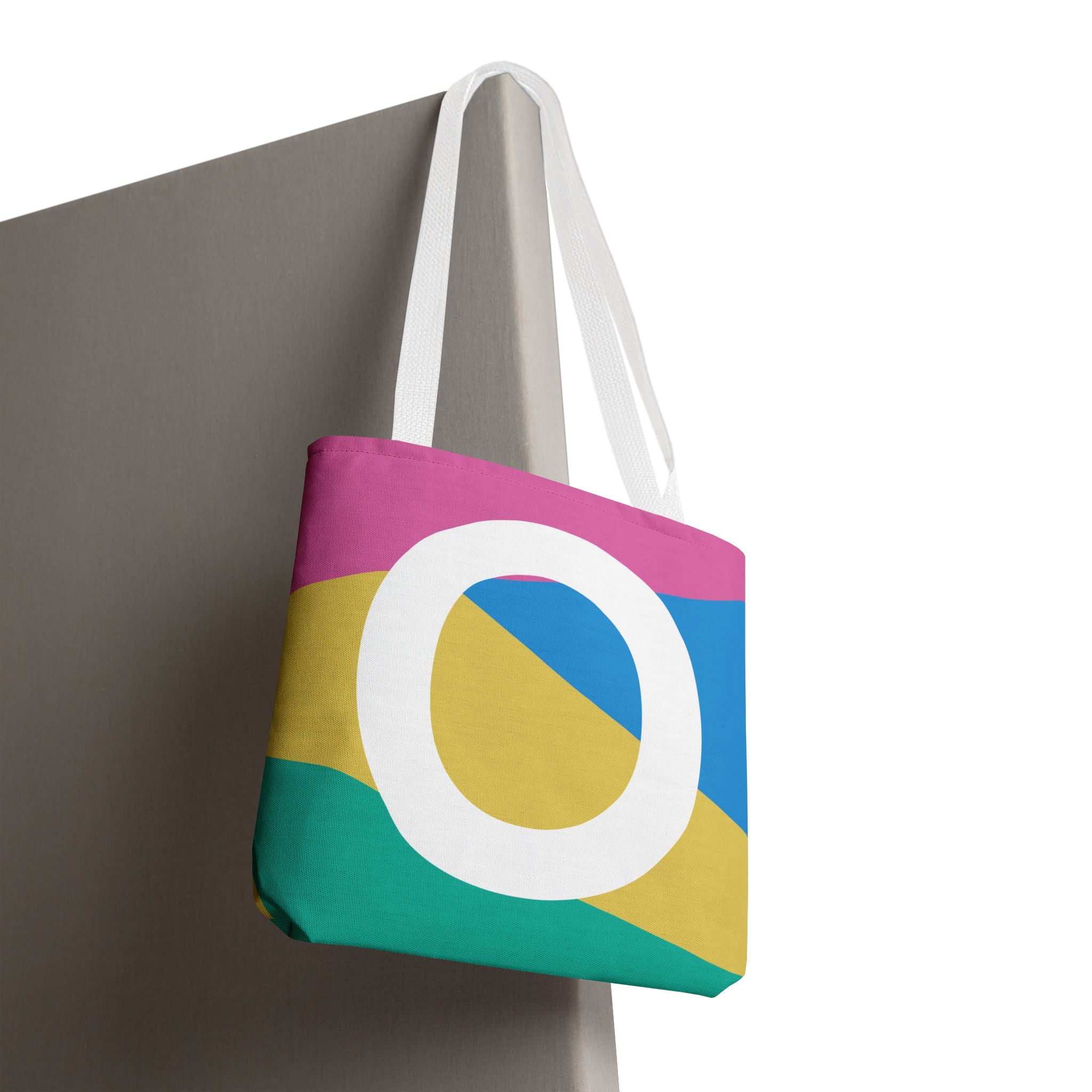 Monogram 'O' Colorblock Tote Bag — Personalized Initial O Shoulder Tote
