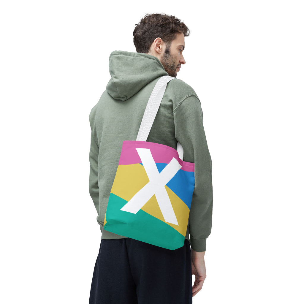 Monogram 'X' Colorblock Tote Bag — Personalized Initial X Shoulder Tote