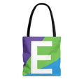 Monogram 'E' Colorblock Tote Bag — Personalized Initial E Shoulder Tote