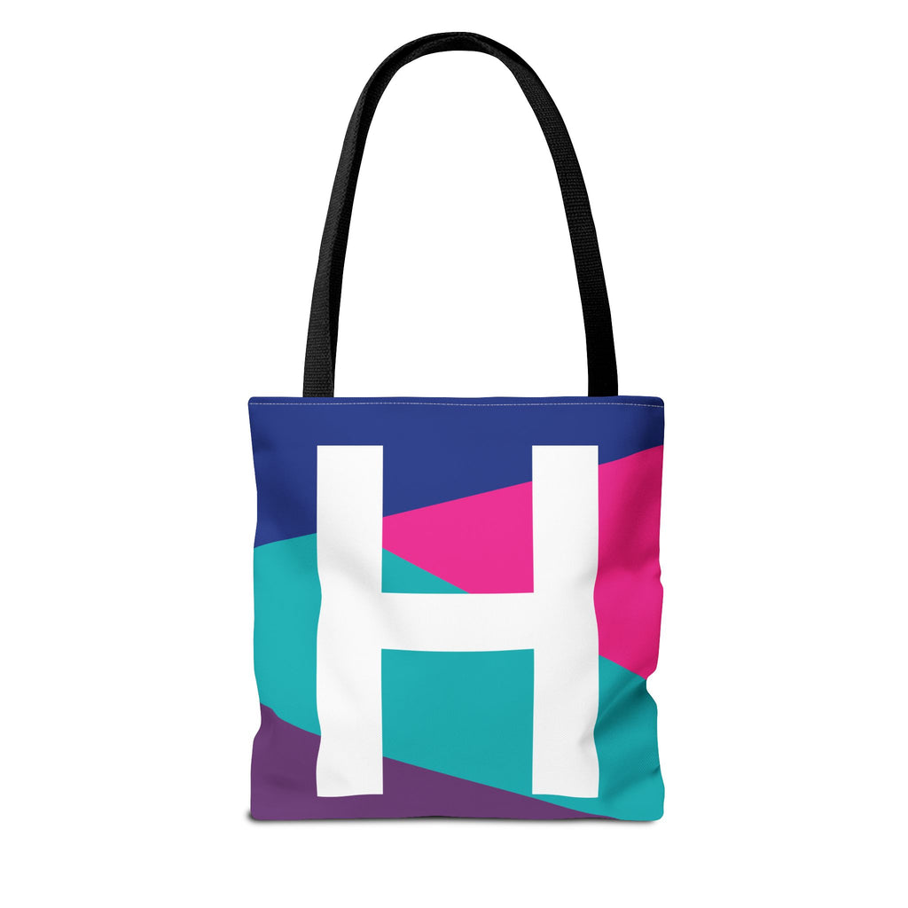 Monogram 'H' Colorblock Tote Bag — Personalized Initial H Shoulder Tote