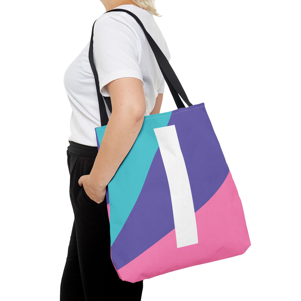 Monogram 'I' Colorblock Tote Bag — Personalized Initial I Shoulder Tote