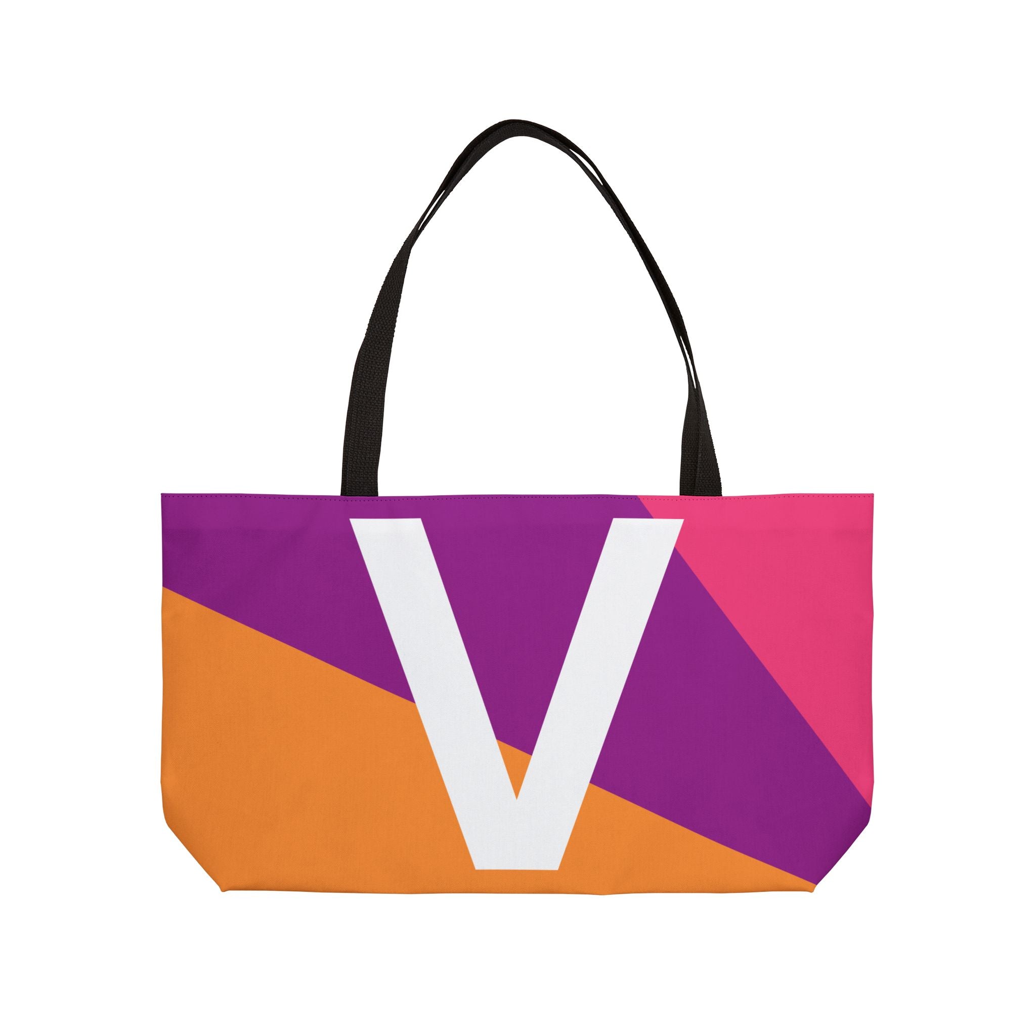 Personalized 'V' Colorblock Tote Bag — Monogram Weekender Tote