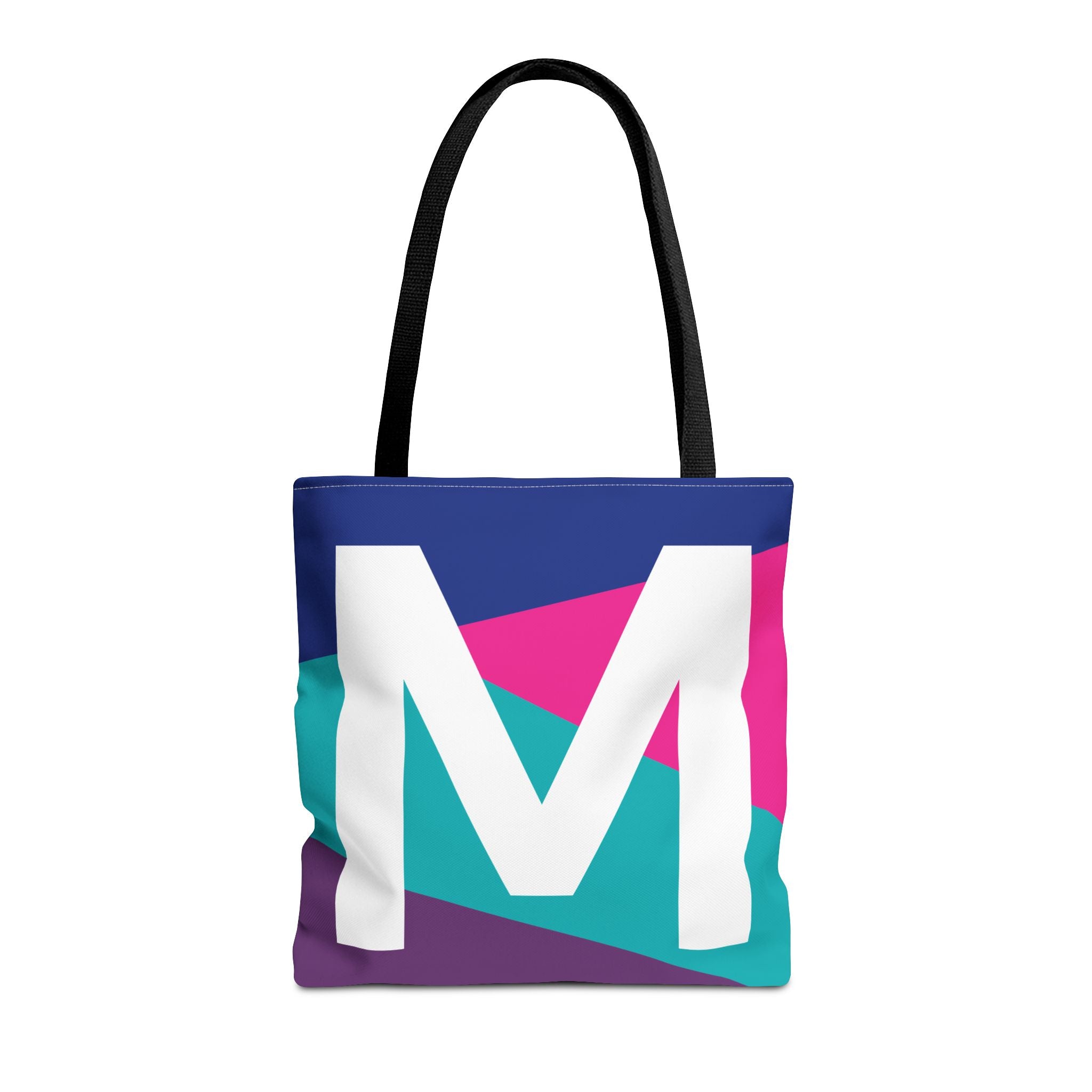 Monogram 'M' Colorblock Tote Bag — Personalized Initial L Shoulder Tote