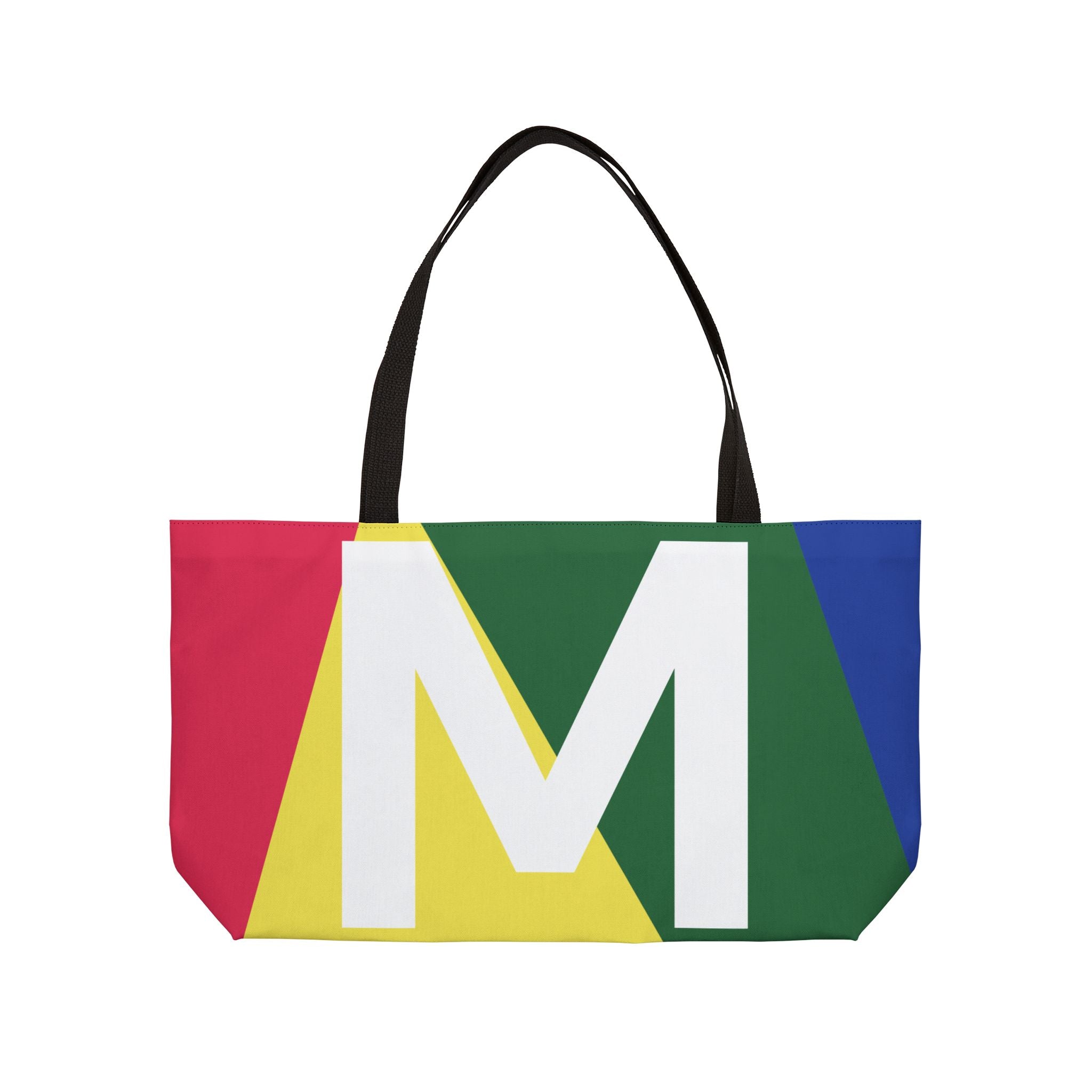 Personalized 'M' Colorblock Tote Bag — Monogram Weekender Tote