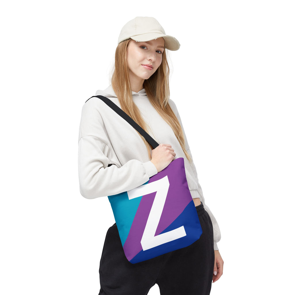 Monogram 'Z' Colorblock Tote Bag — Personalized Initial Z Shoulder Tote