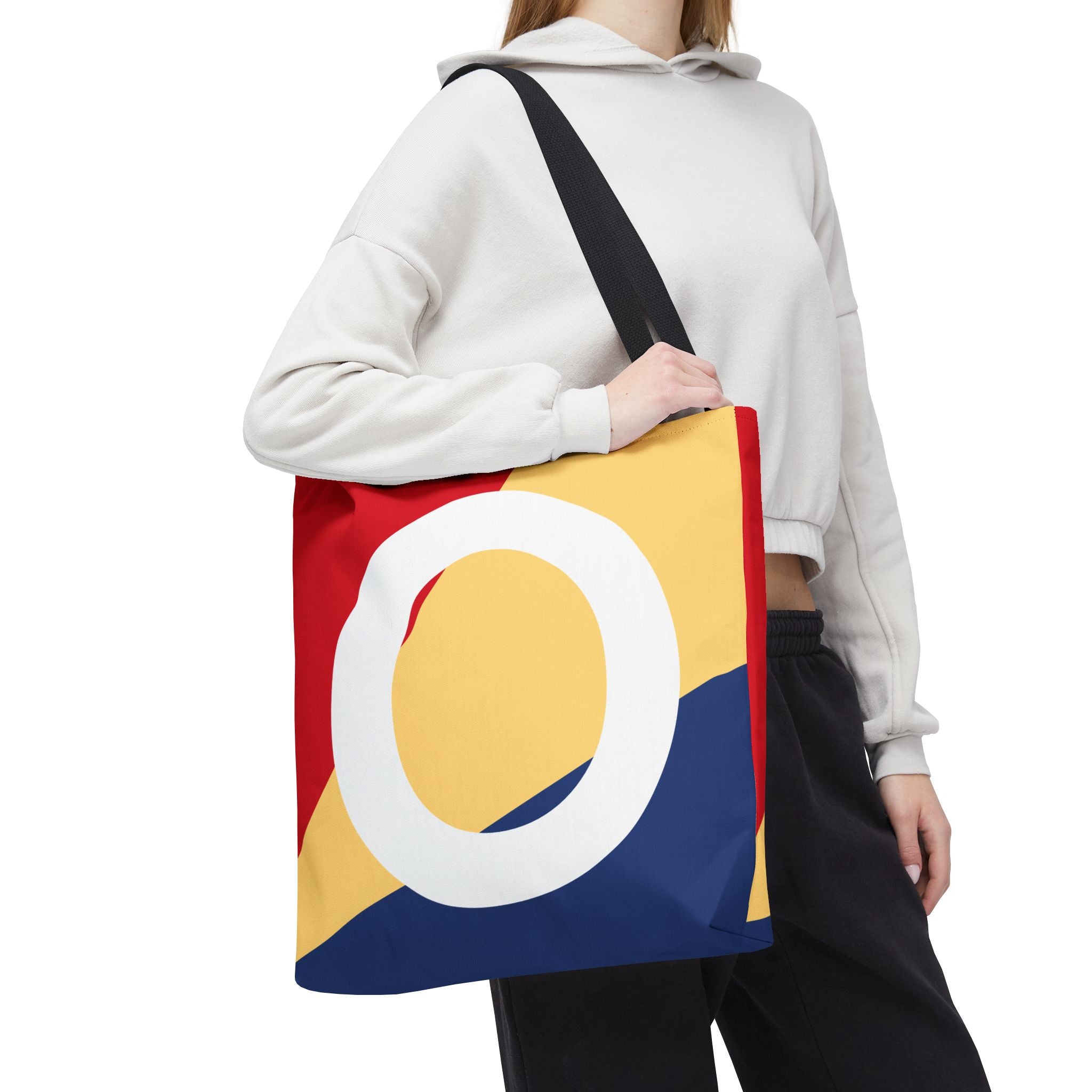 Monogram 'O' Colorblock Tote Bag — Personalized Initial O Shoulder Tote