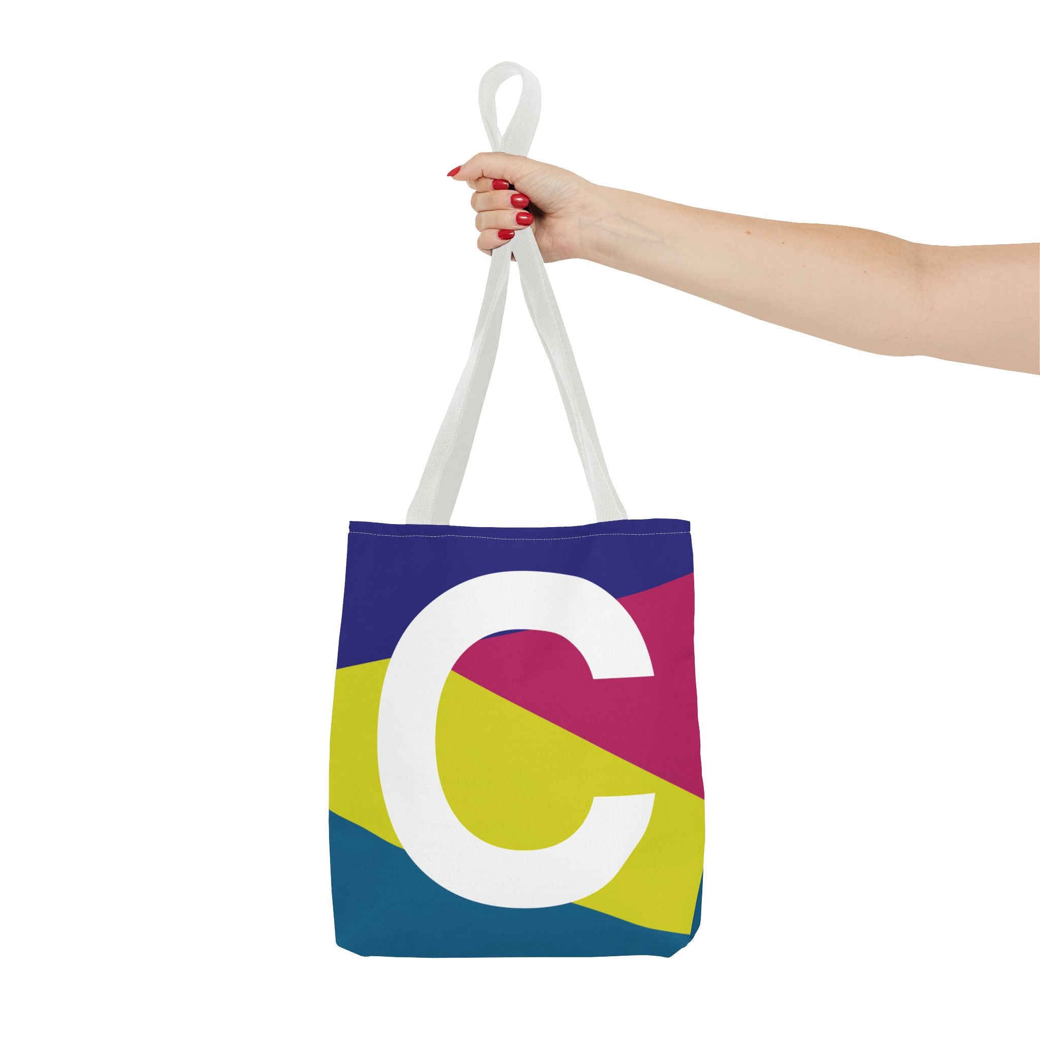 Monogram 'C' Colorblock Tote Bag — Personalized Initial C Shoulder Tote