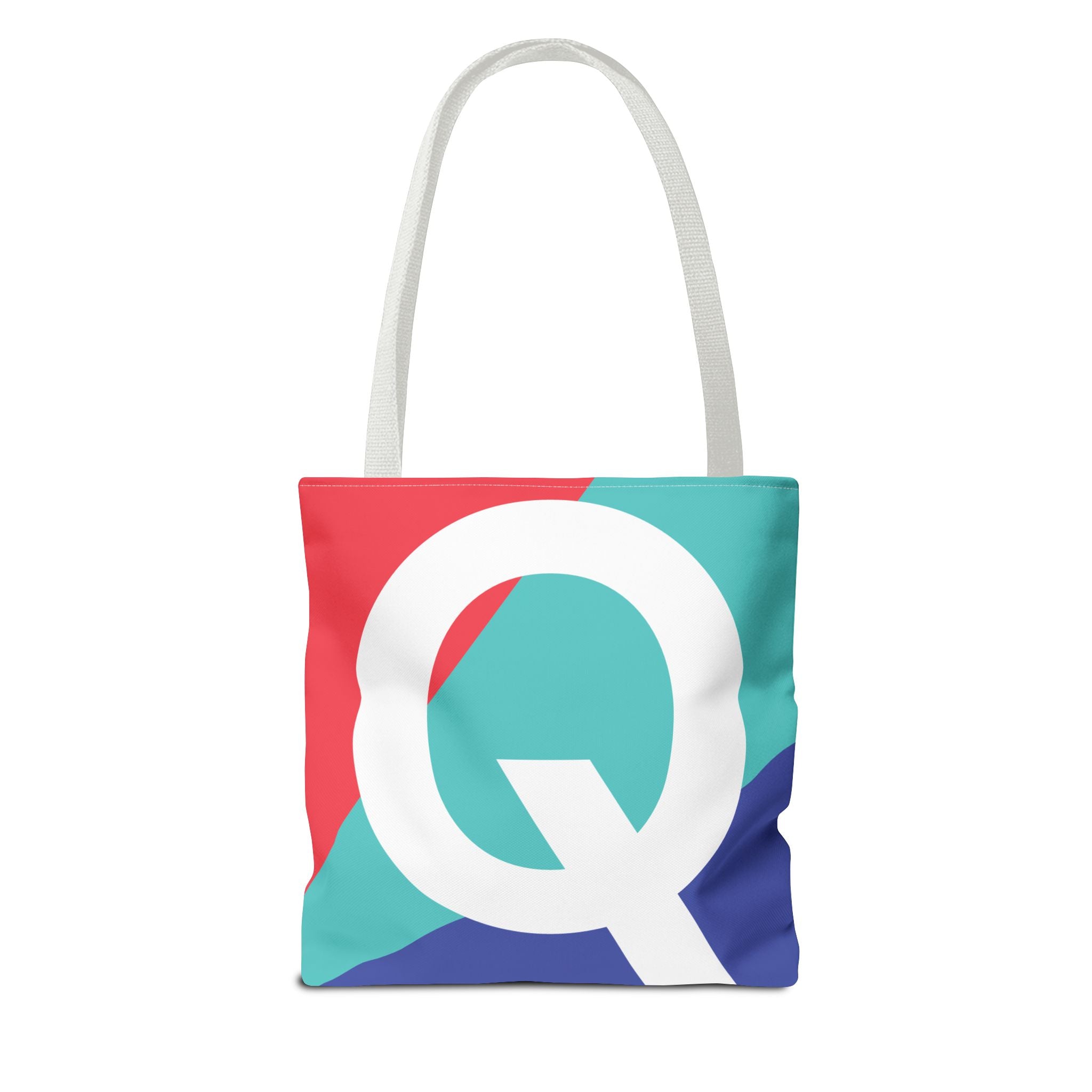 Monogram 'Q' Colorblock Tote Bag — Personalized Initial Q Shoulder Tote