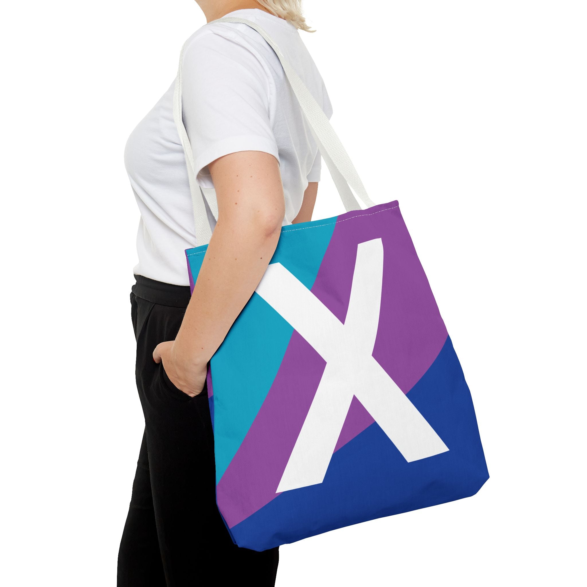 Monogram 'X' Colorblock Tote Bag — Personalized Initial X Shoulder Tote