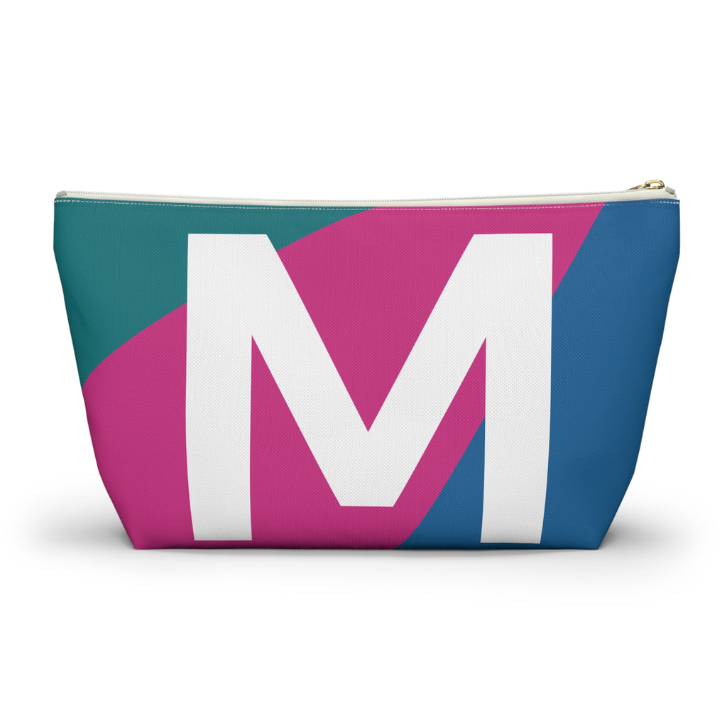 Initials Colorblock Accessory Pouch — Monogram M T-Bottom Cosmetic Bag