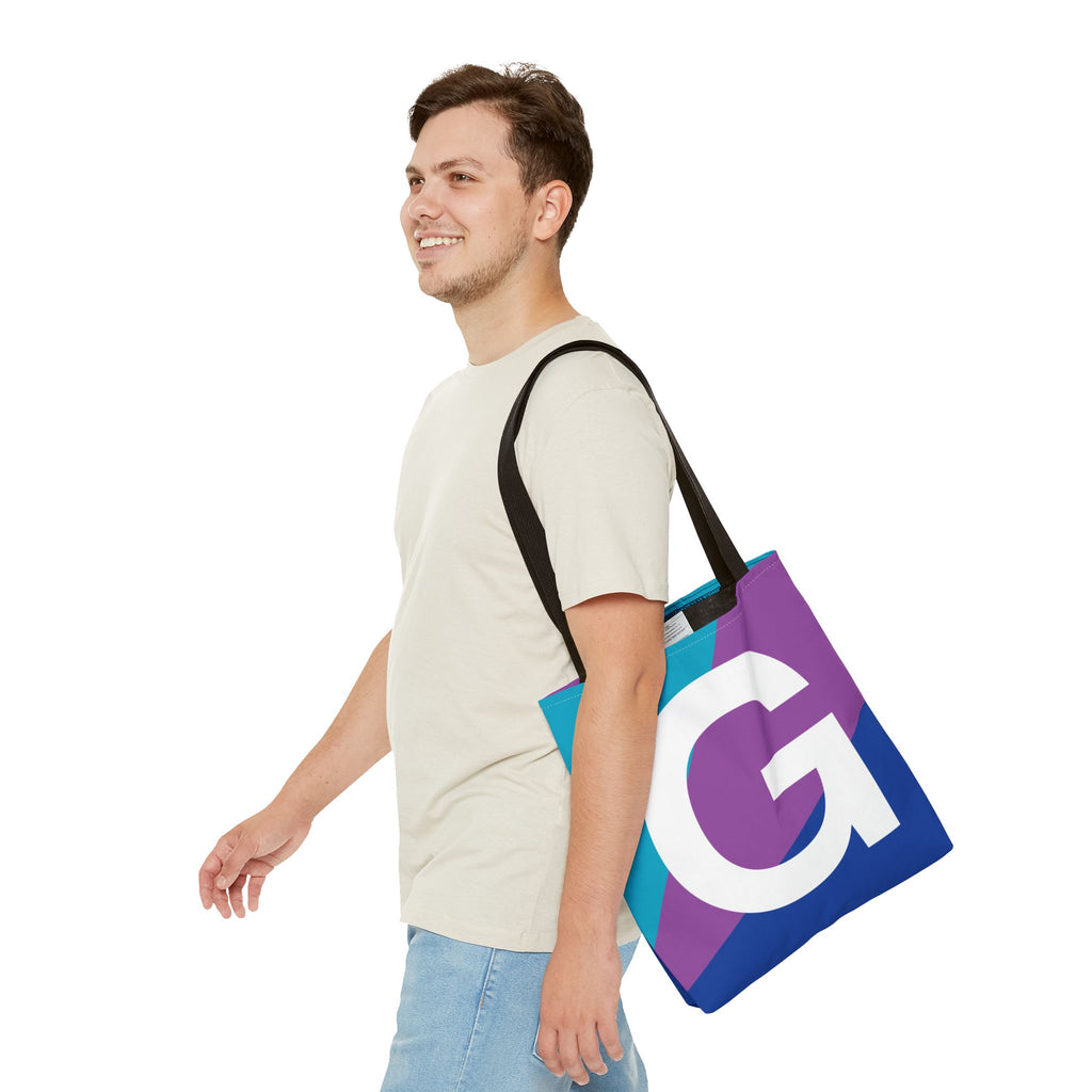 Monogram 'G' Colorblock Tote Bag — Personalized Initial G Shoulder Tote