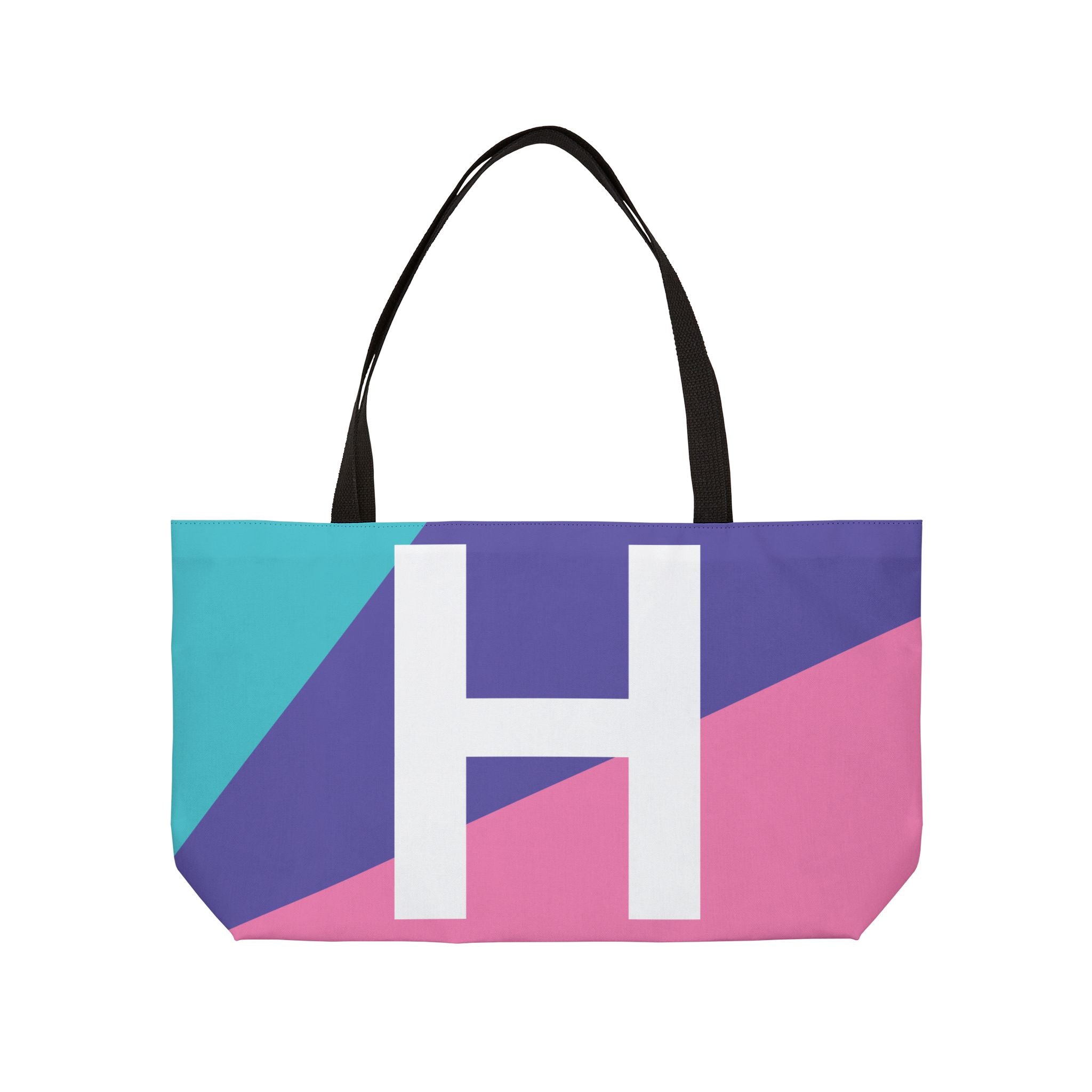 Personalized 'H' Colorblock Tote Bag — Monogram Weekender Tote