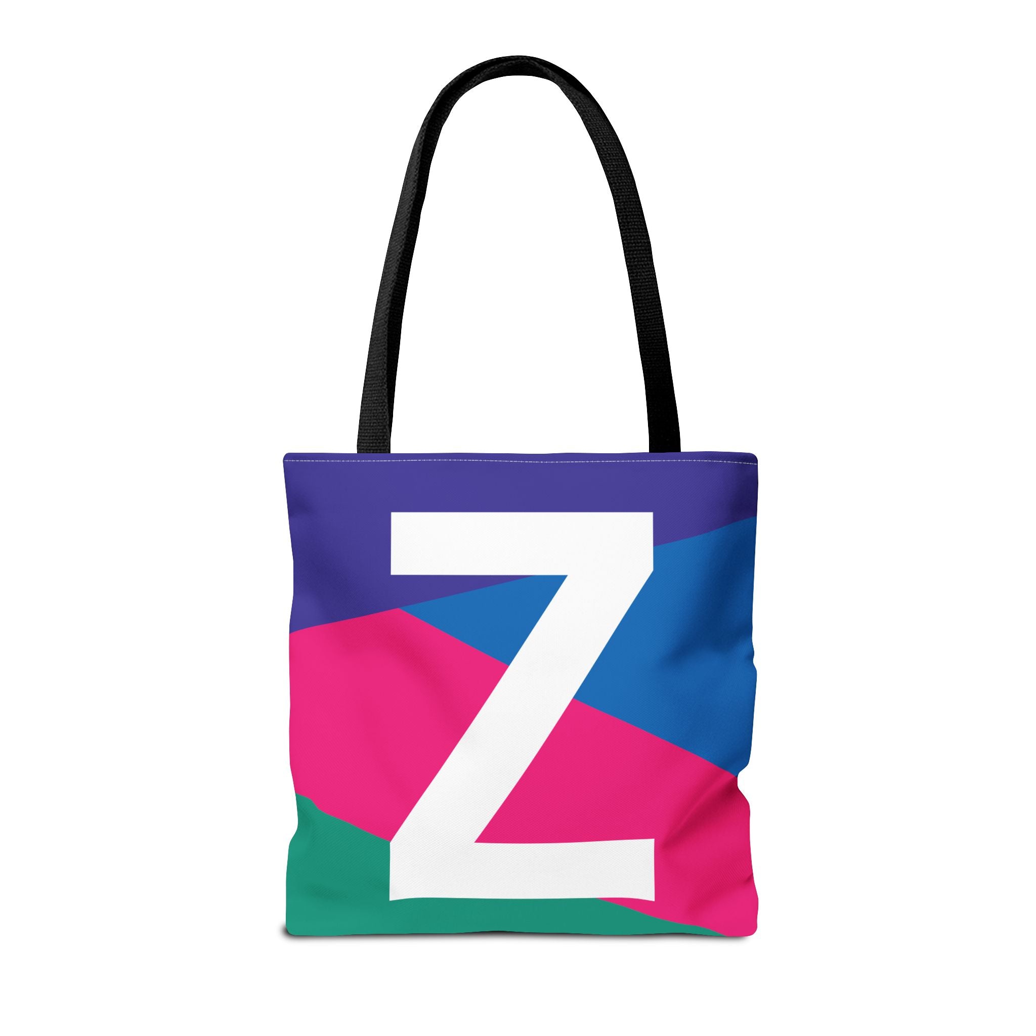 Monogram 'Z' Colorblock Tote Bag — Personalized Initial Z Shoulder Tote