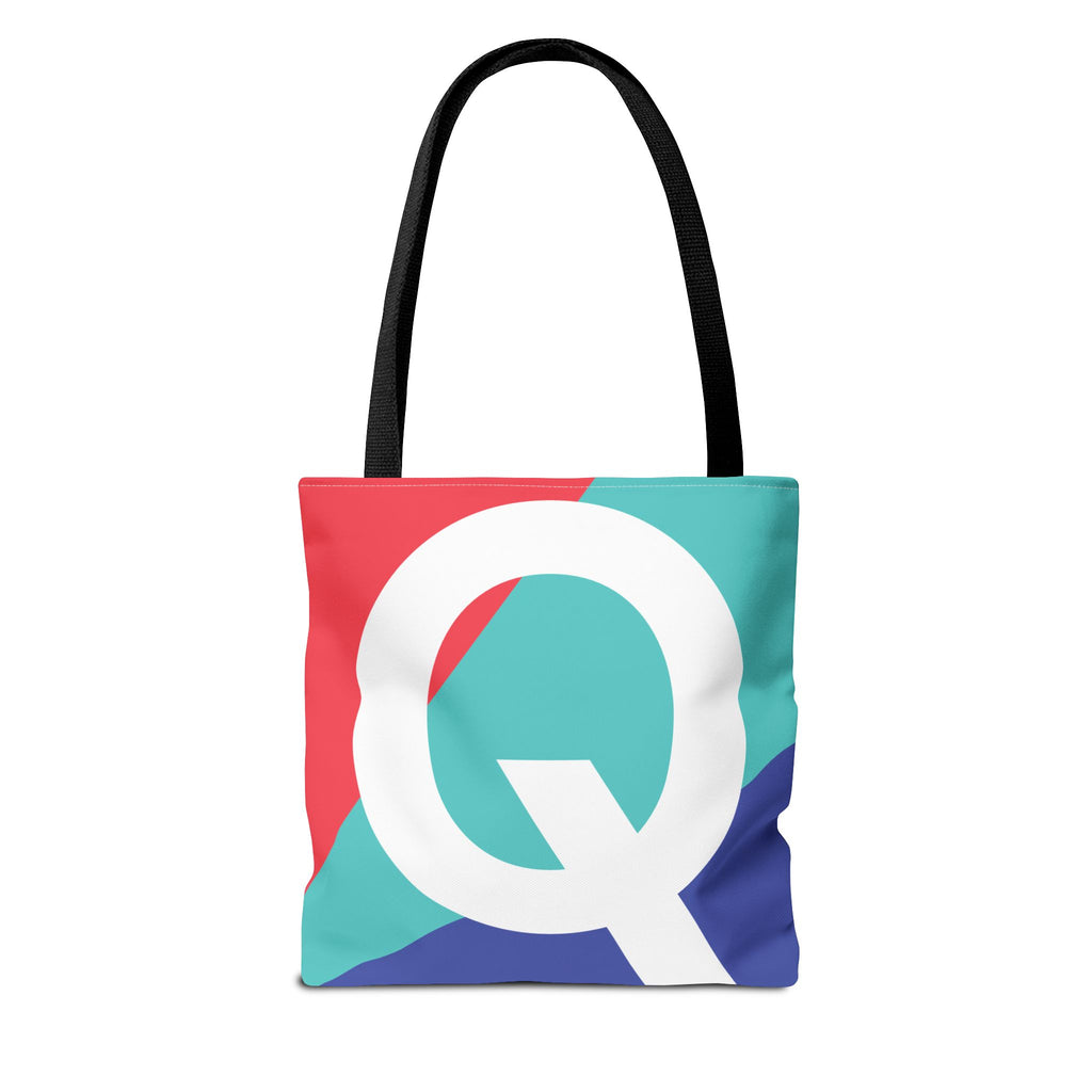 Monogram 'Q' Colorblock Tote Bag — Personalized Initial Q Shoulder Tote