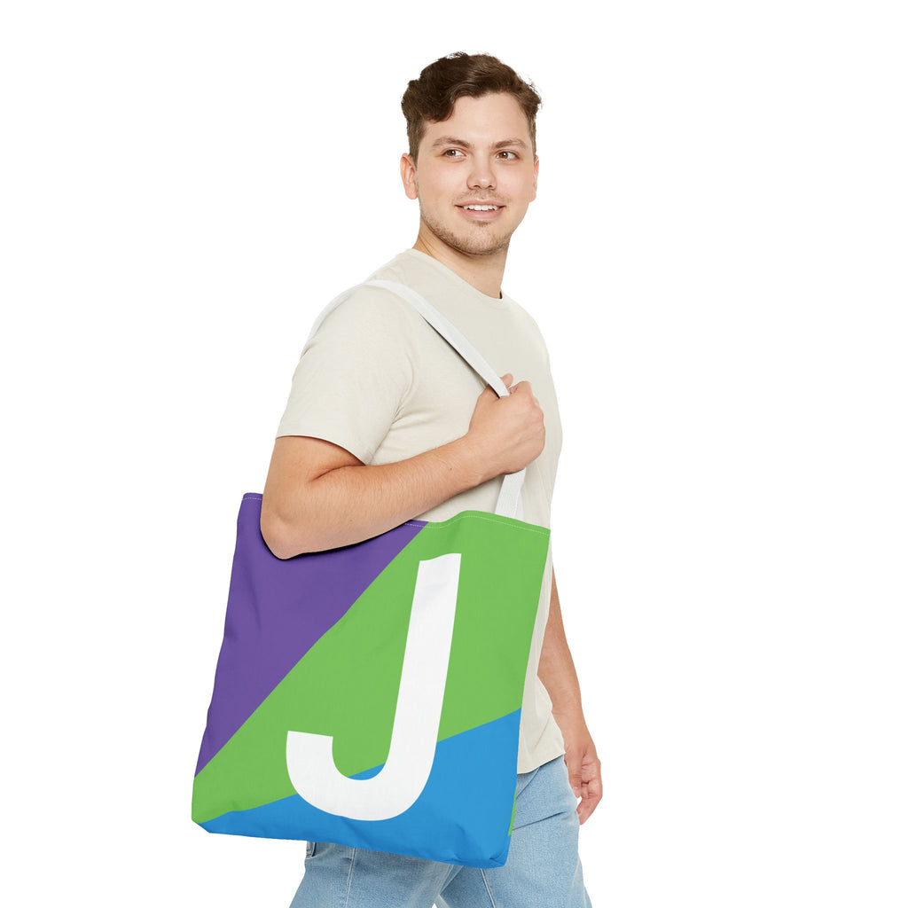Monogram 'J' Colorblock Tote Bag — Personalized Initial J Shoulder Tote