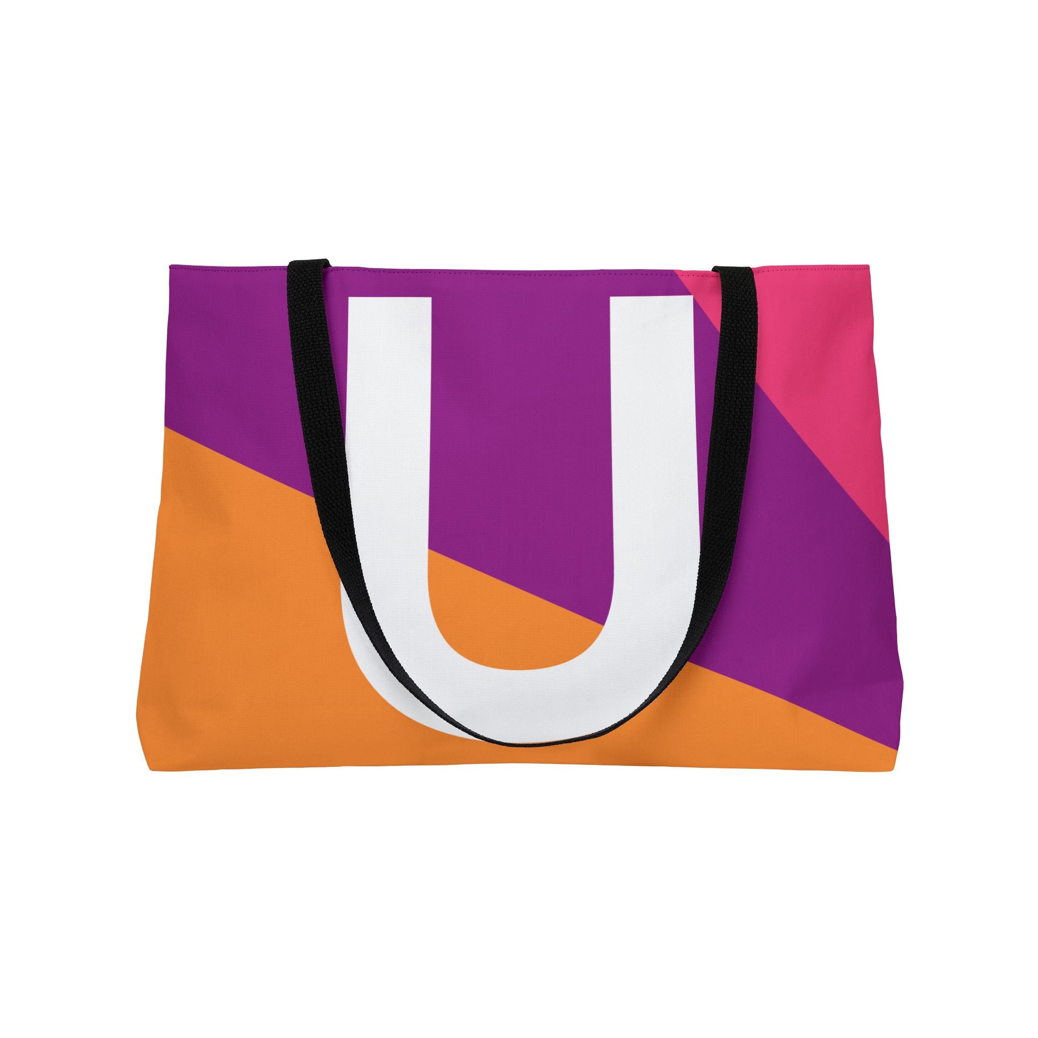 Personalized 'U' Colorblock Tote Bag — Monogram Weekender Tote
