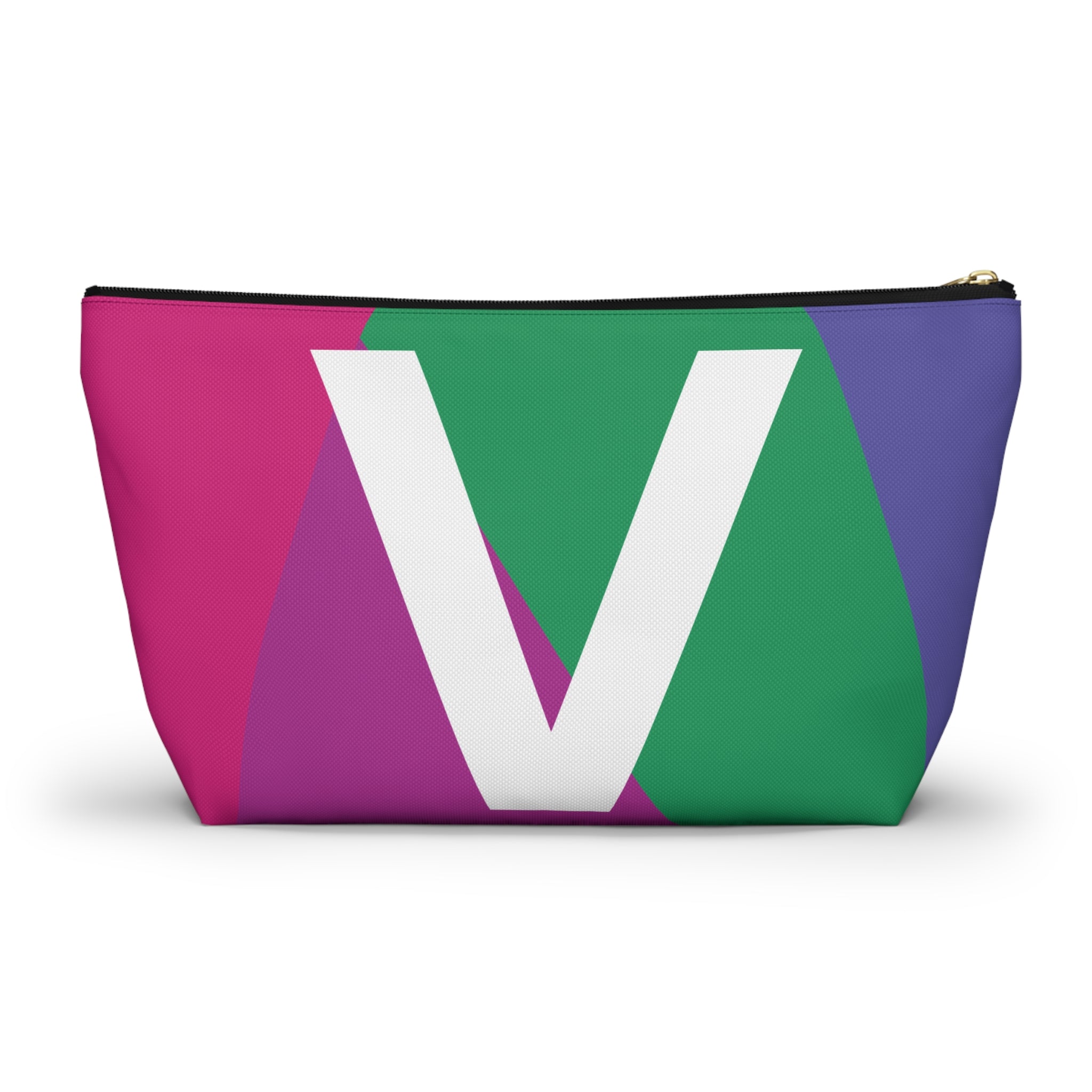 Initials Colorblock Accessory Pouch — Monogram V T-Bottom Cosmetic Bag