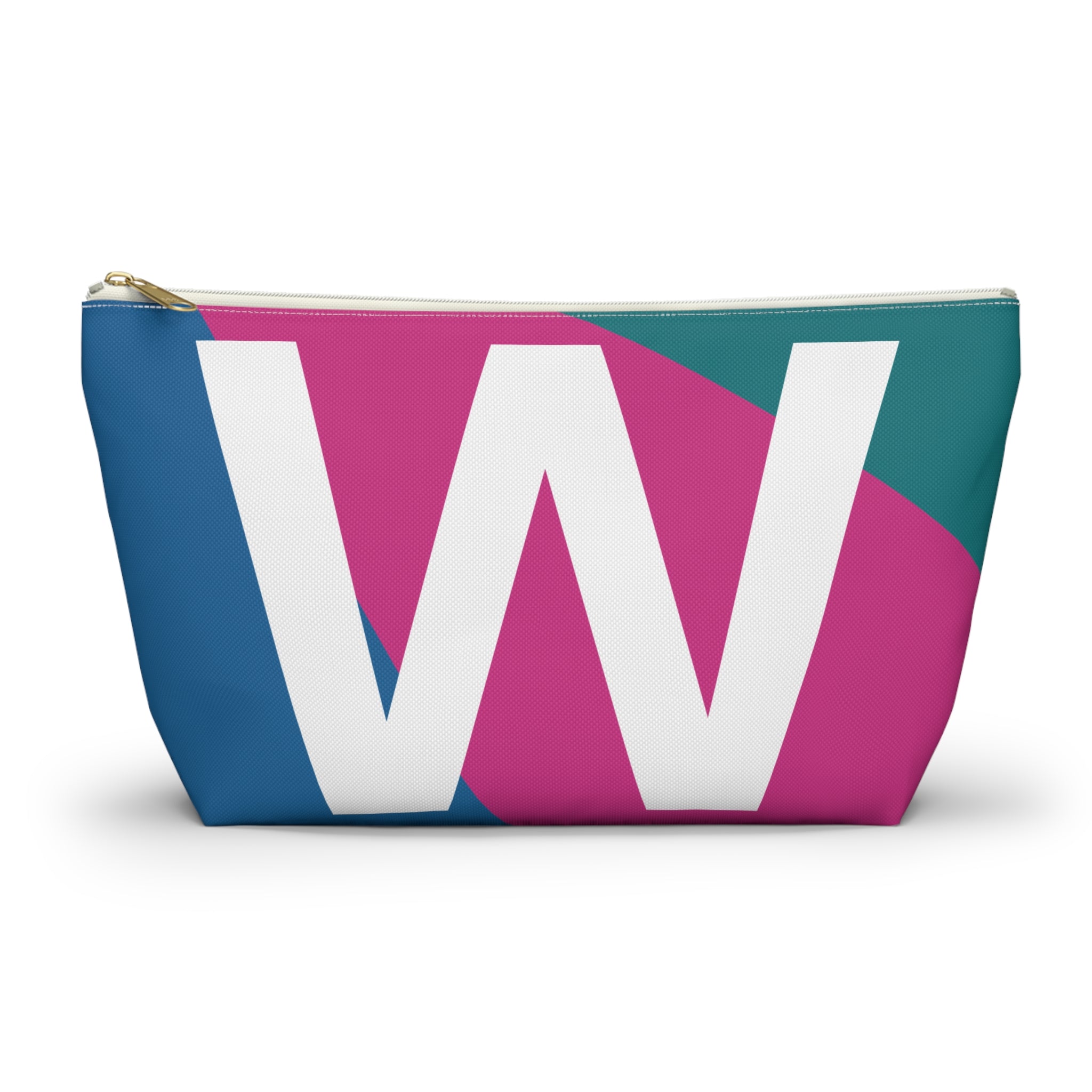 Initials Colorblock Accessory Pouch — Monogram W T-Bottom Cosmetic Bag