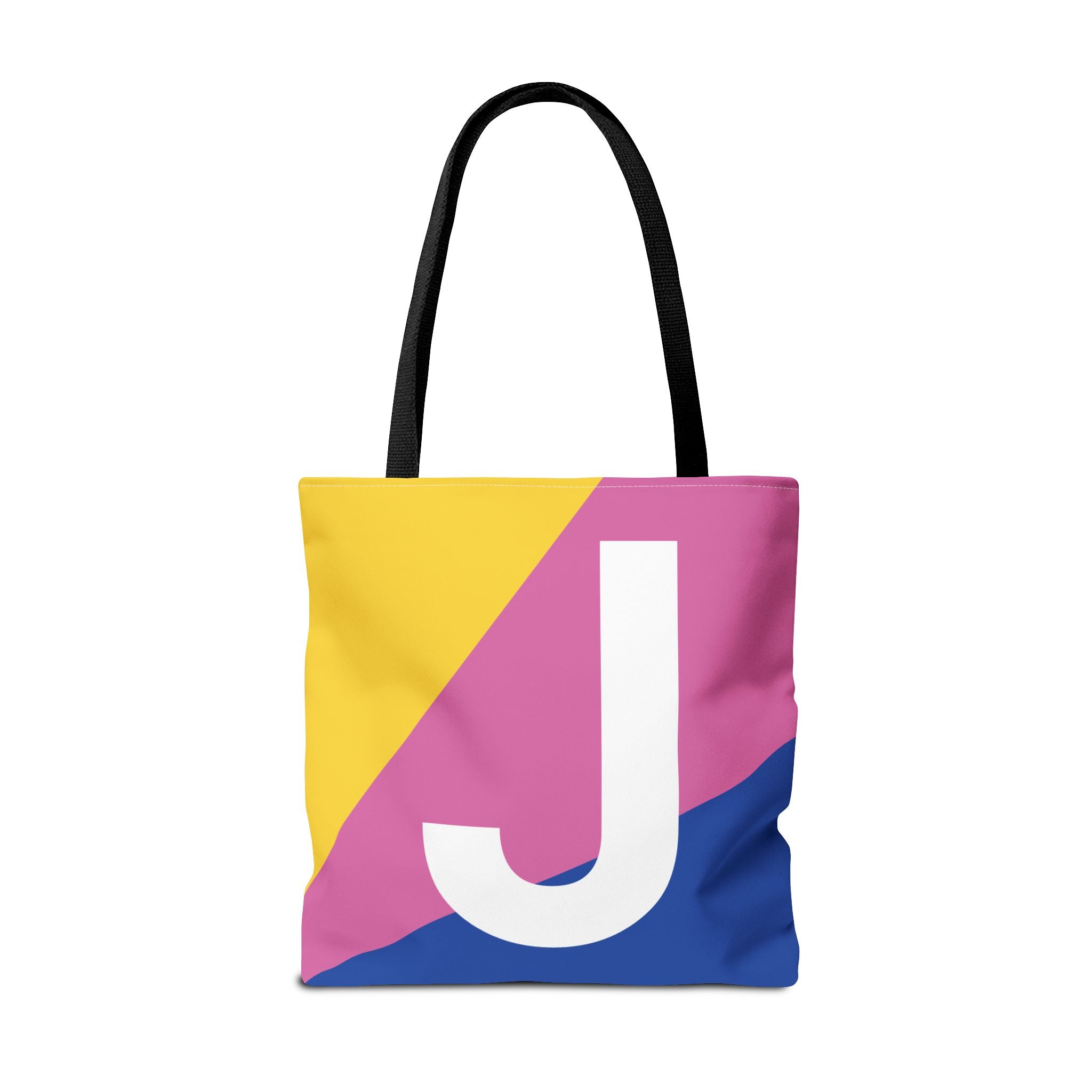 Monogram 'J' Colorblock Tote Bag — Personalized Initial J Shoulder Tote
