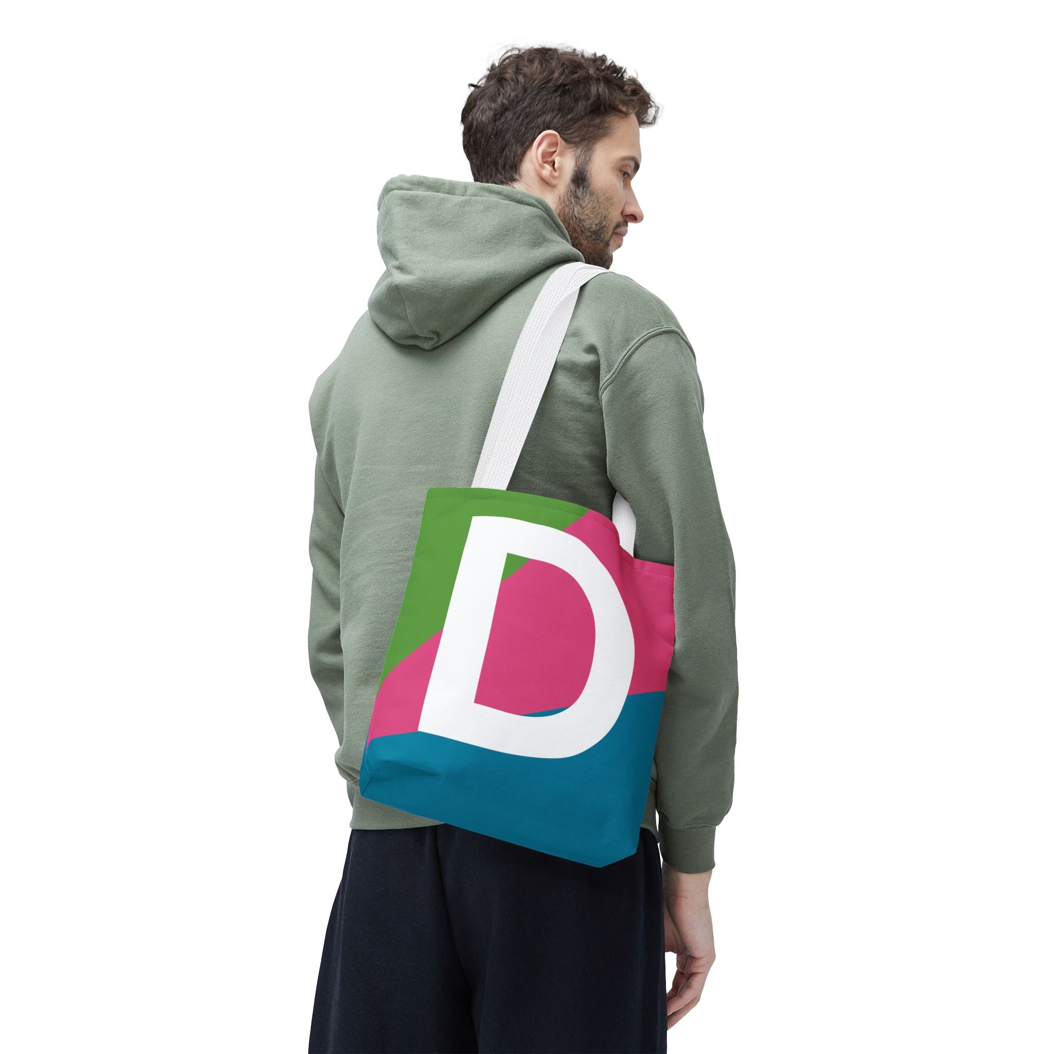 Monogram 'D' Colorblock Tote Bag — Personalized Initial D Shoulder Tote