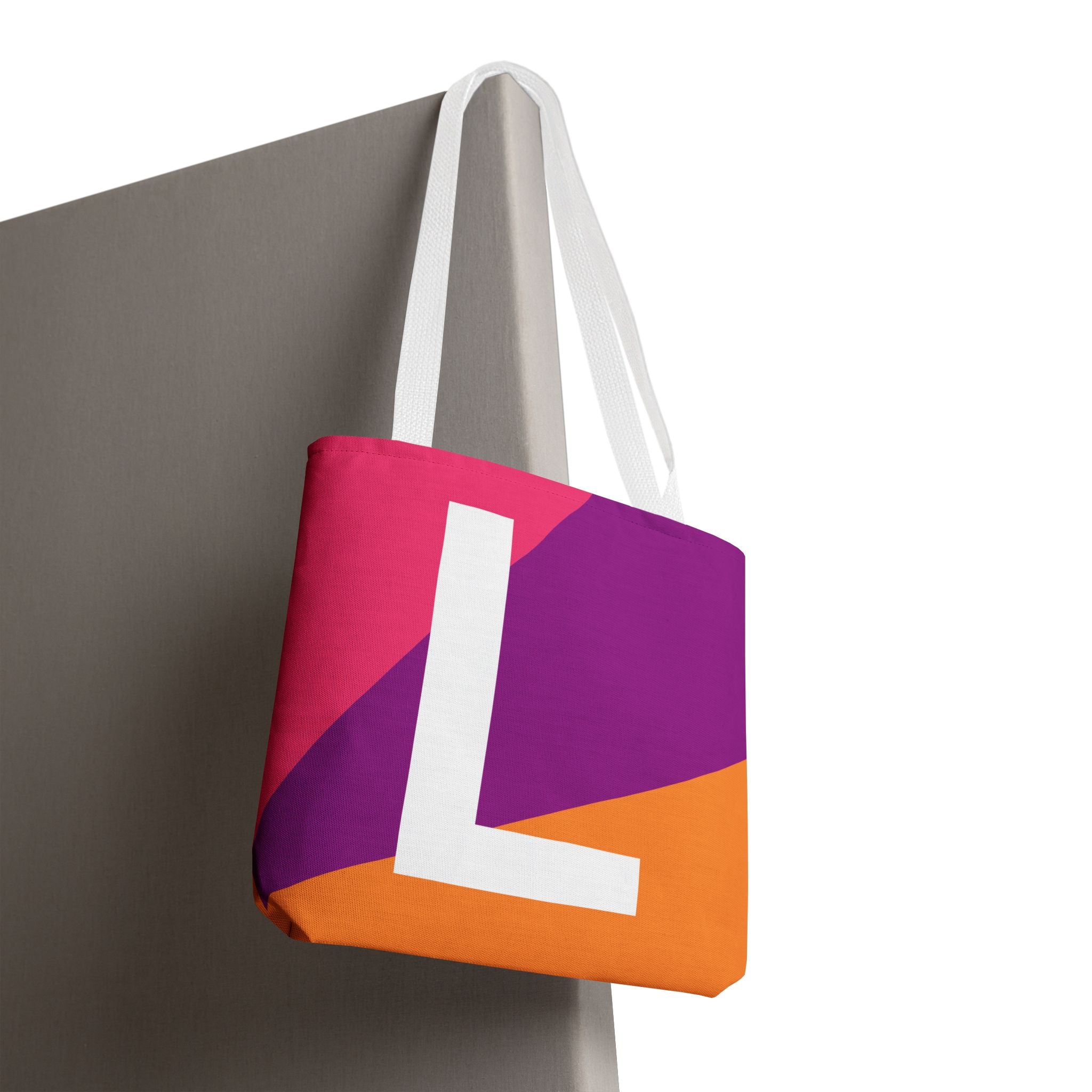 Monogram 'L' Colorblock Tote Bag — Personalized Initial L Shoulder Tote