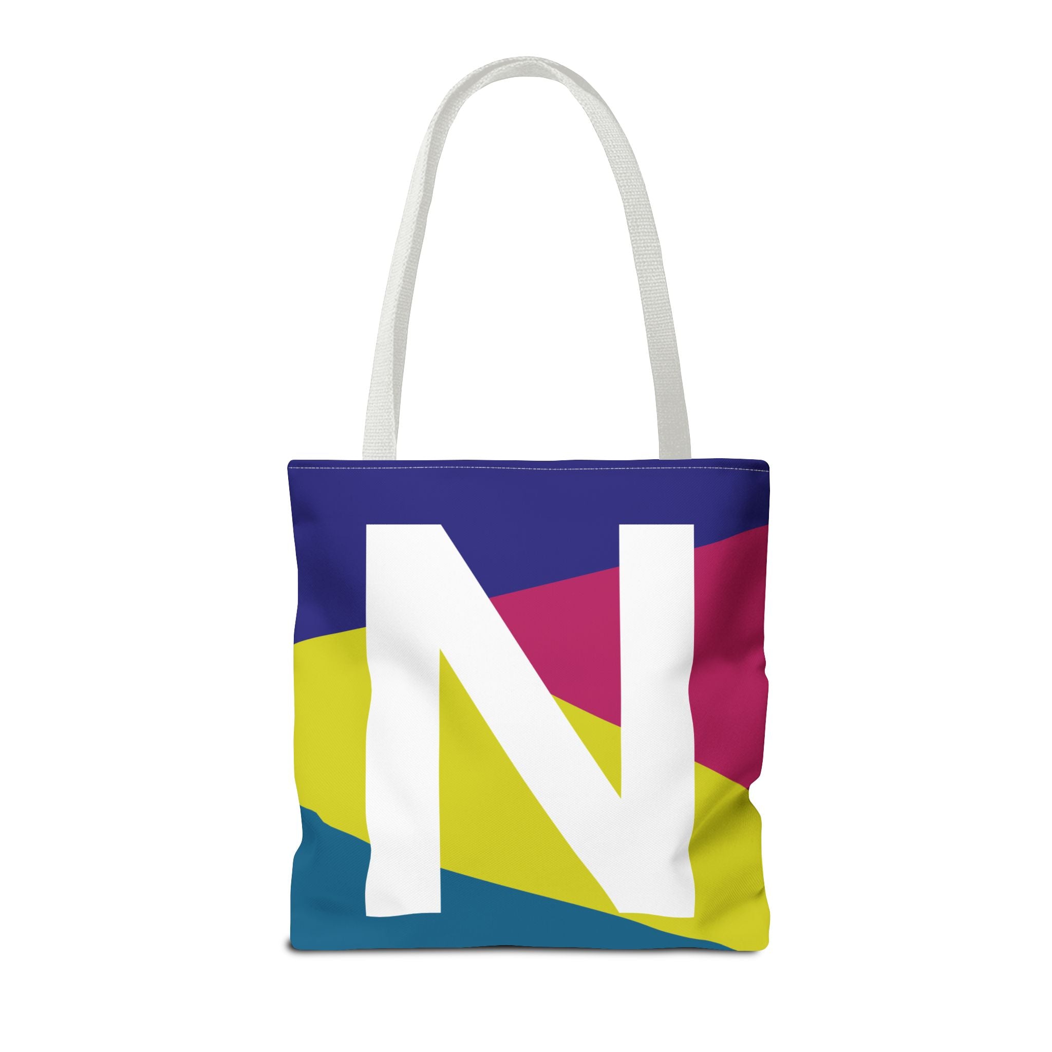 Monogram 'N' Colorblock Tote Bag — Personalized Initial N Shoulder Tote
