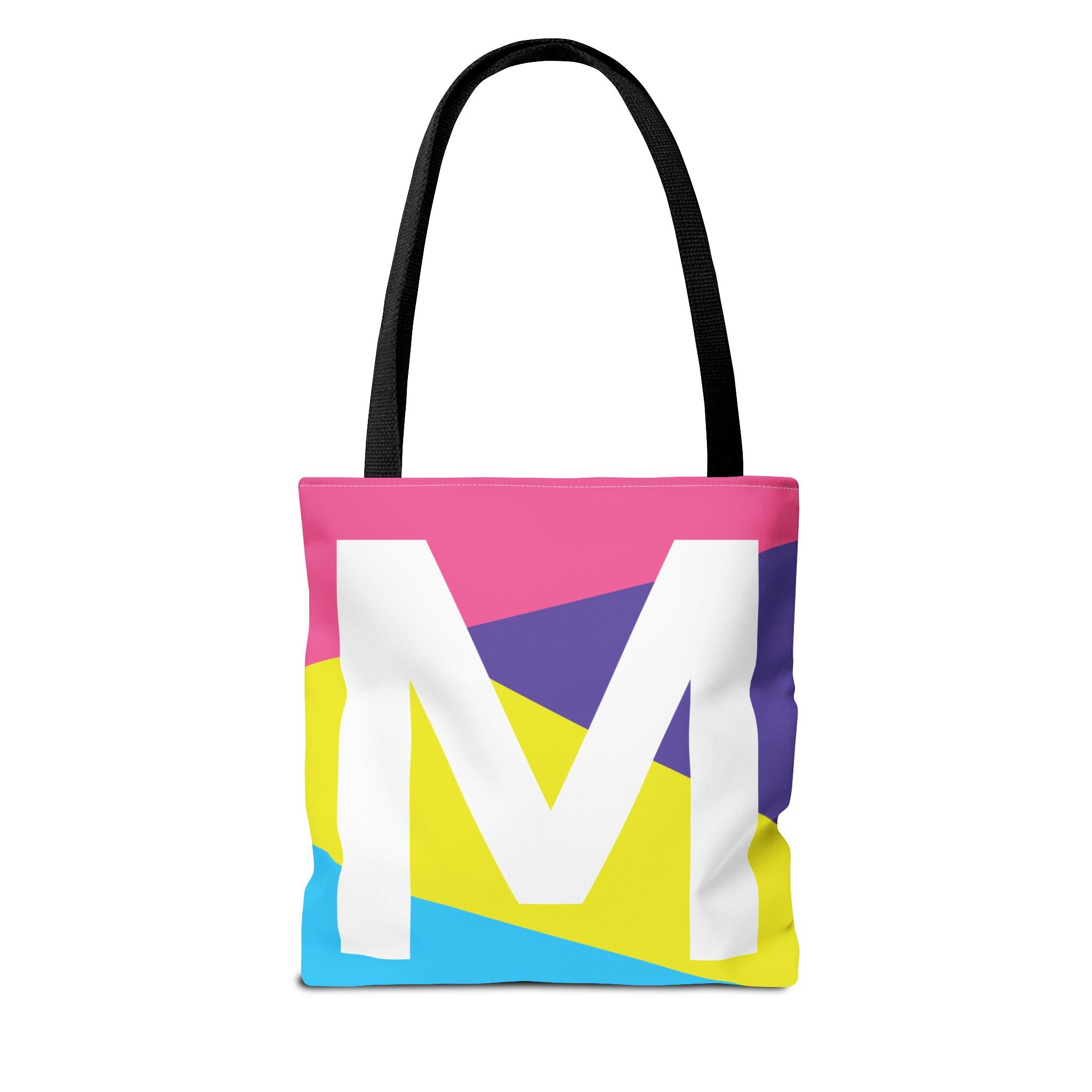 Monogram 'M' Colorblock Tote Bag — Personalized Initial M Shoulder Tote