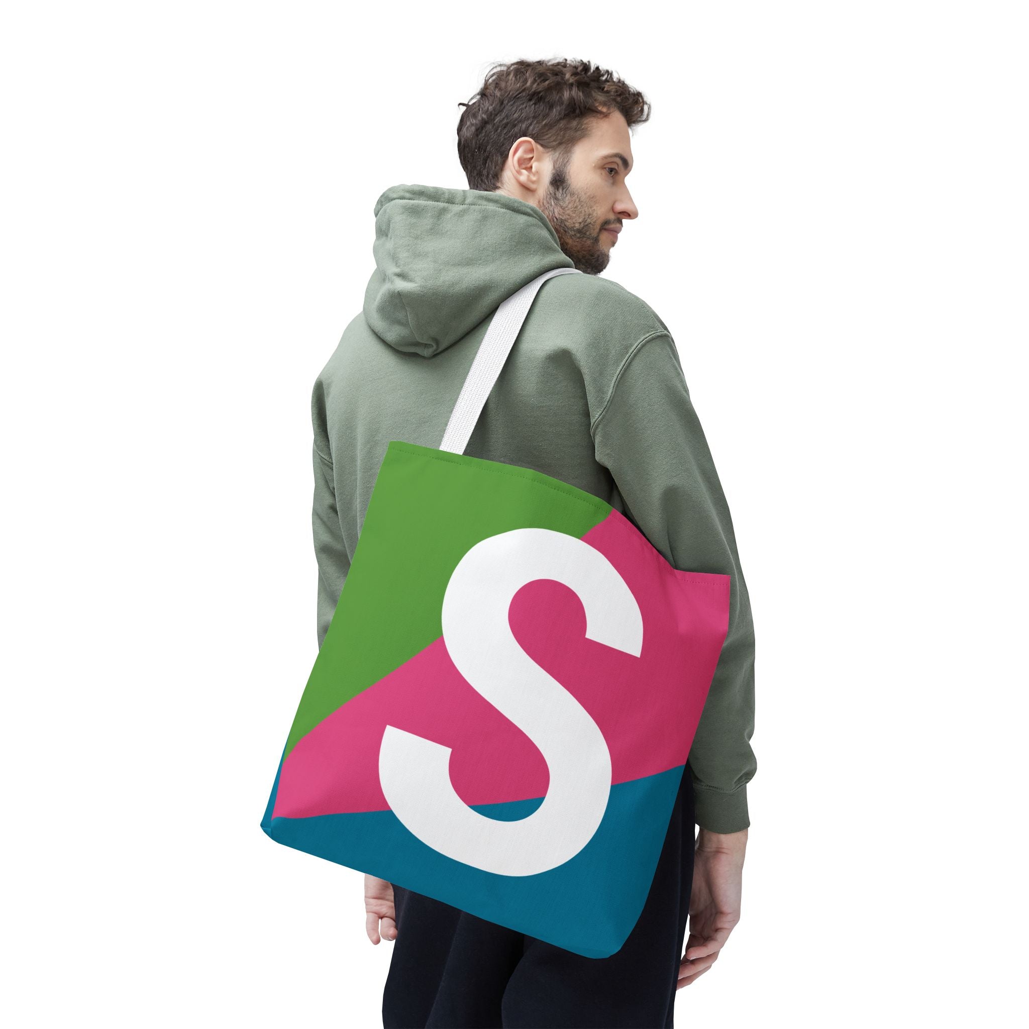 Monogram 'S' Colorblock Tote Bag — Personalized Initial S Shoulder Tote
