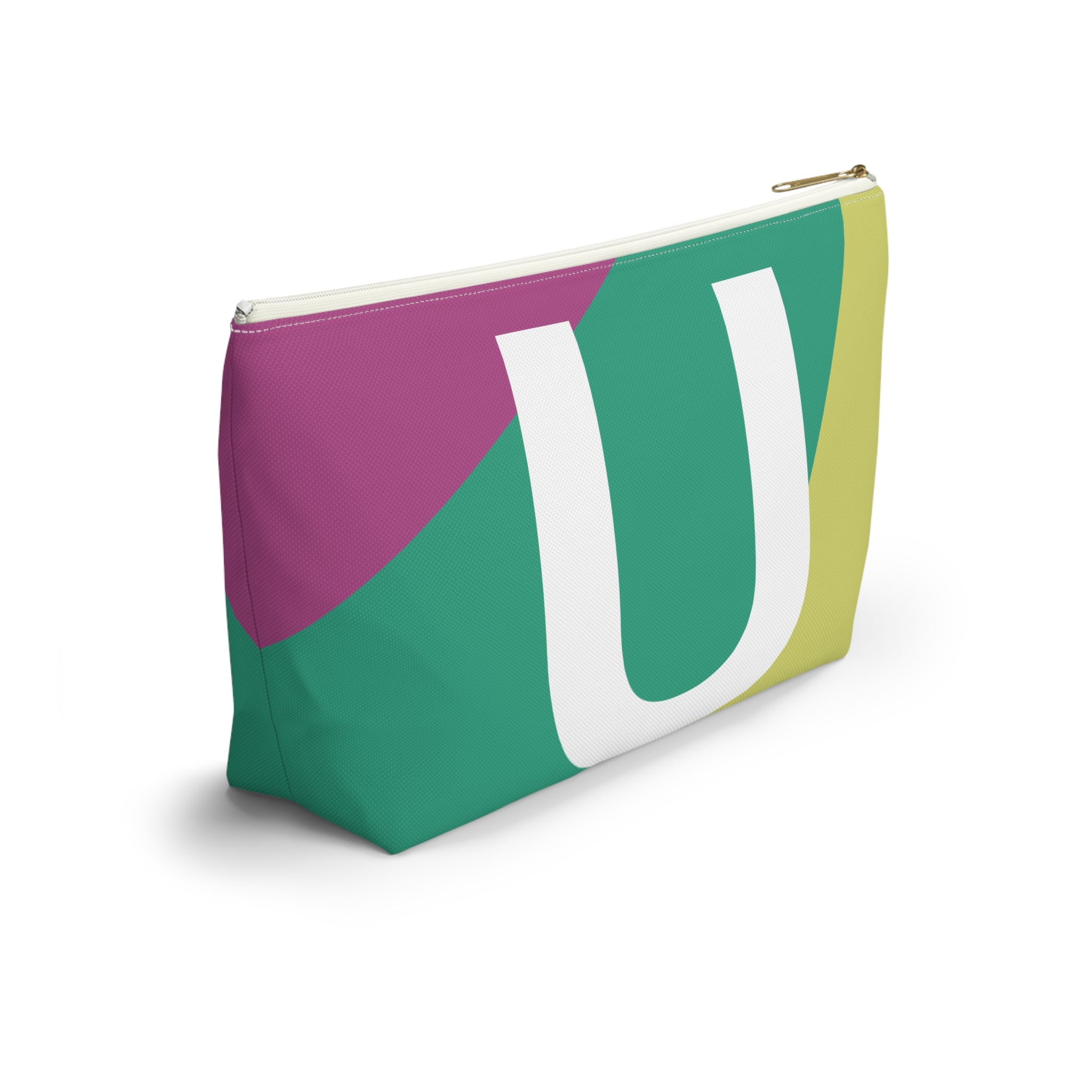 Initials Colorblock Accessory Pouch — Monogram U T-Bottom Cosmetic Bag