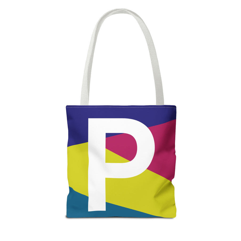 Monogram 'P' Colorblock Tote Bag — Personalized Initial P Shoulder Tote