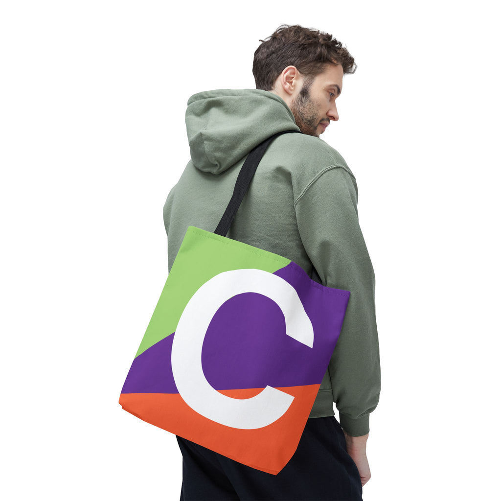 Monogram 'C' Colorblock Tote Bag — Personalized Initial C Shoulder Tote