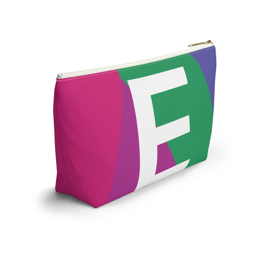 Initials Colorblock Accessory Pouch — Monogram E T-Bottom Cosmetic Bag