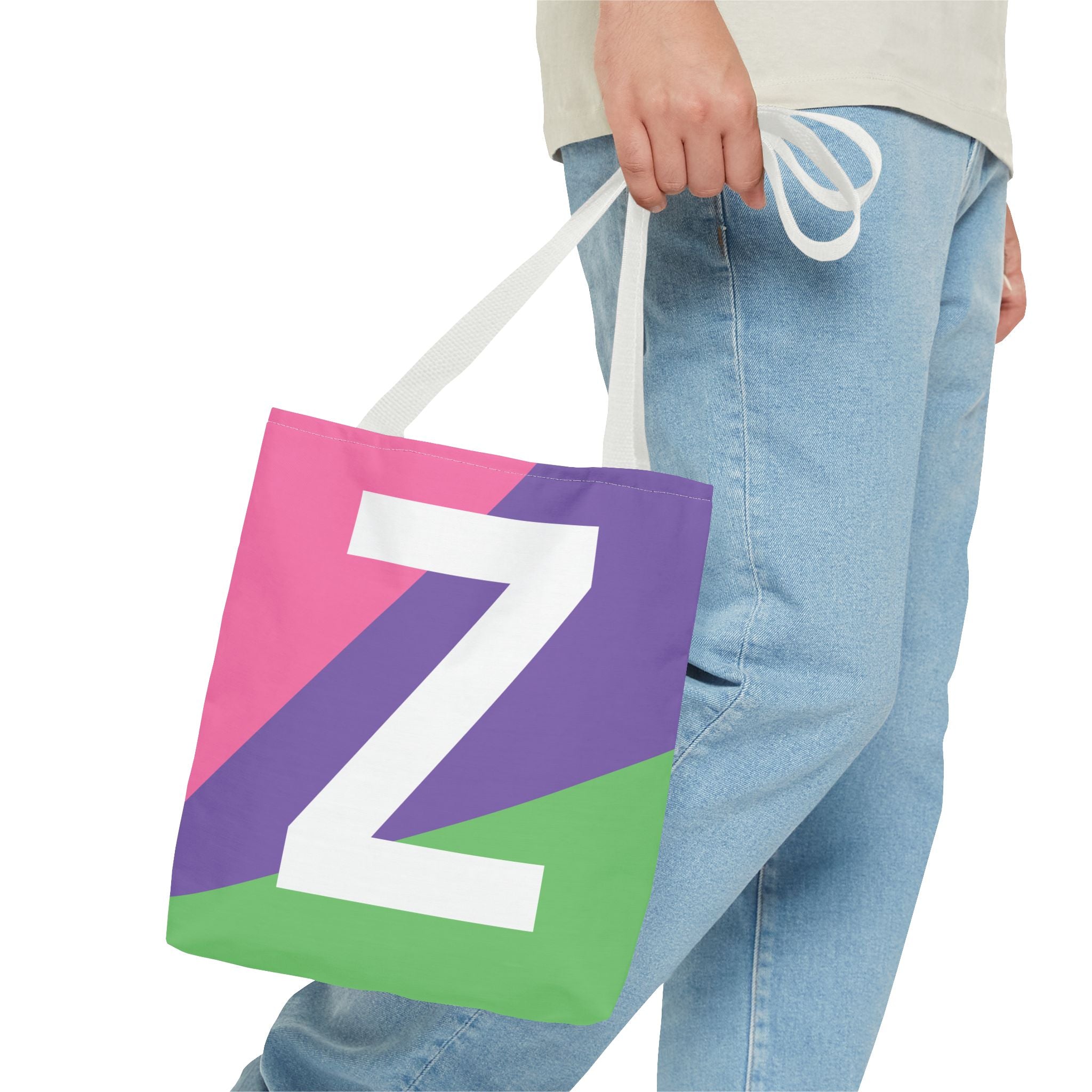 Monogram 'Z' Colorblock Tote Bag — Personalized Initial Z Shoulder Tote