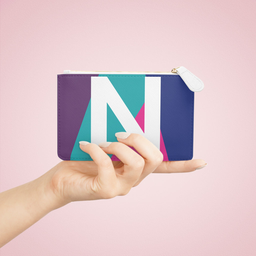 Initial N Mini Clutch — Colorblock Monogram Wristlet Wallet