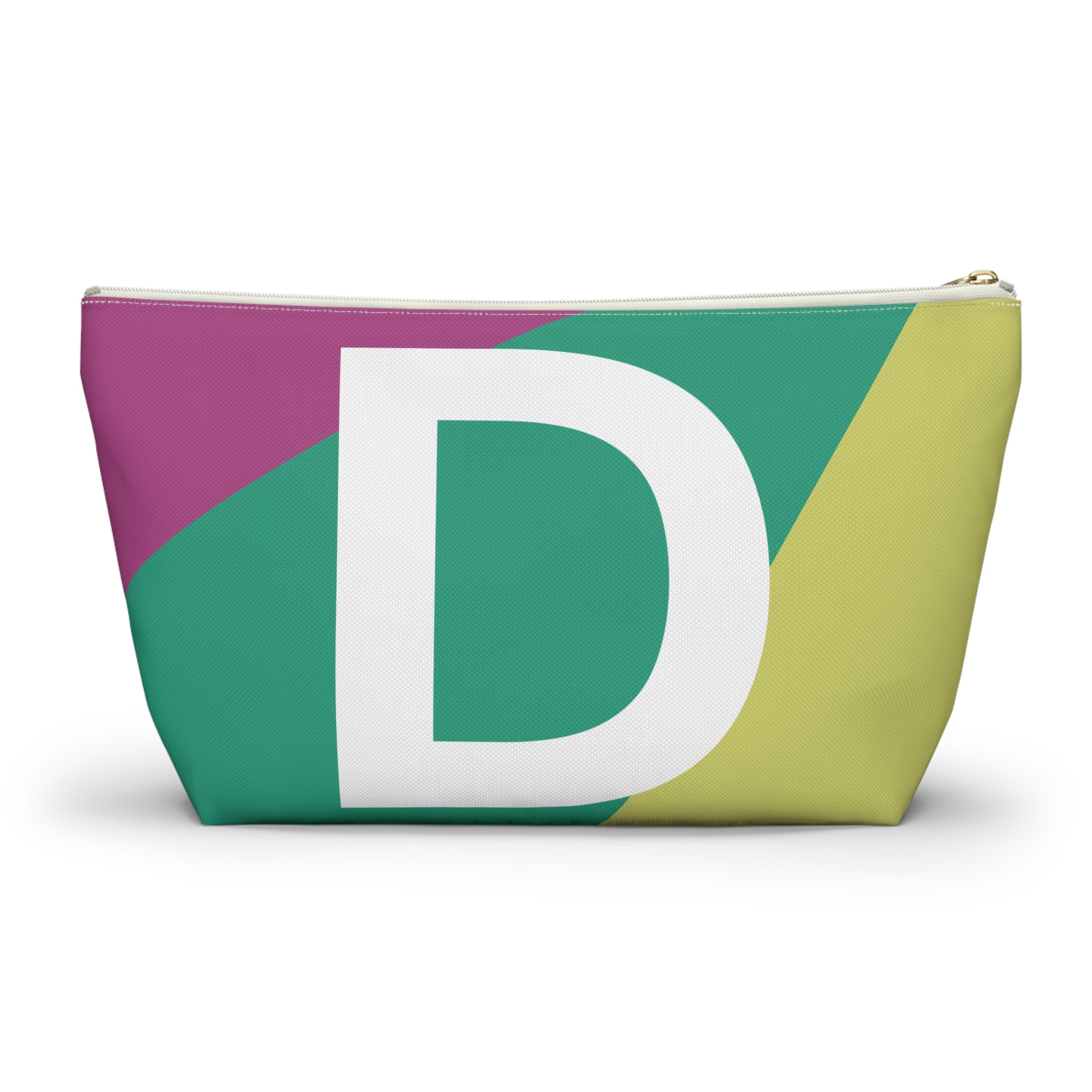 Initials Colorblock Accessory Pouch — Monogram D T-Bottom Cosmetic Bag