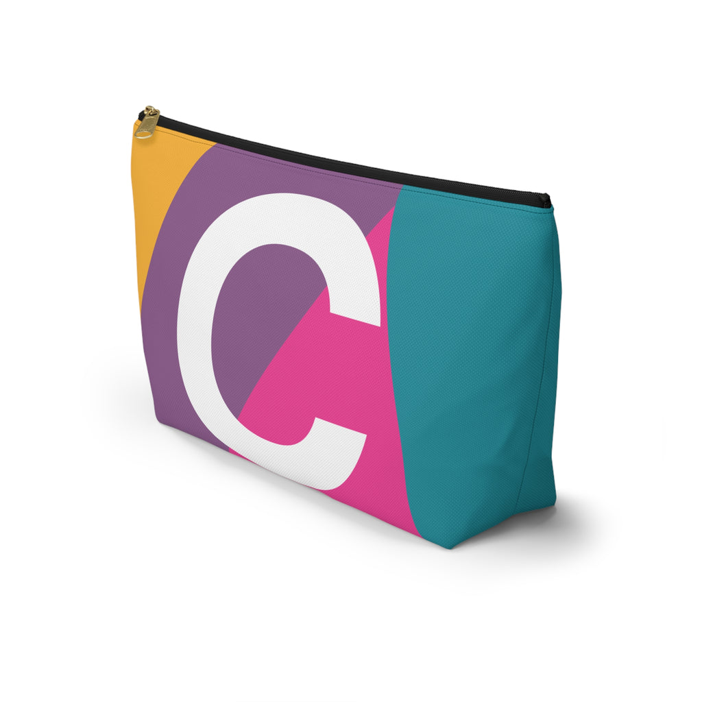 Initials Colorblock Accessory Pouch — Monogram C T-Bottom Cosmetic Bag