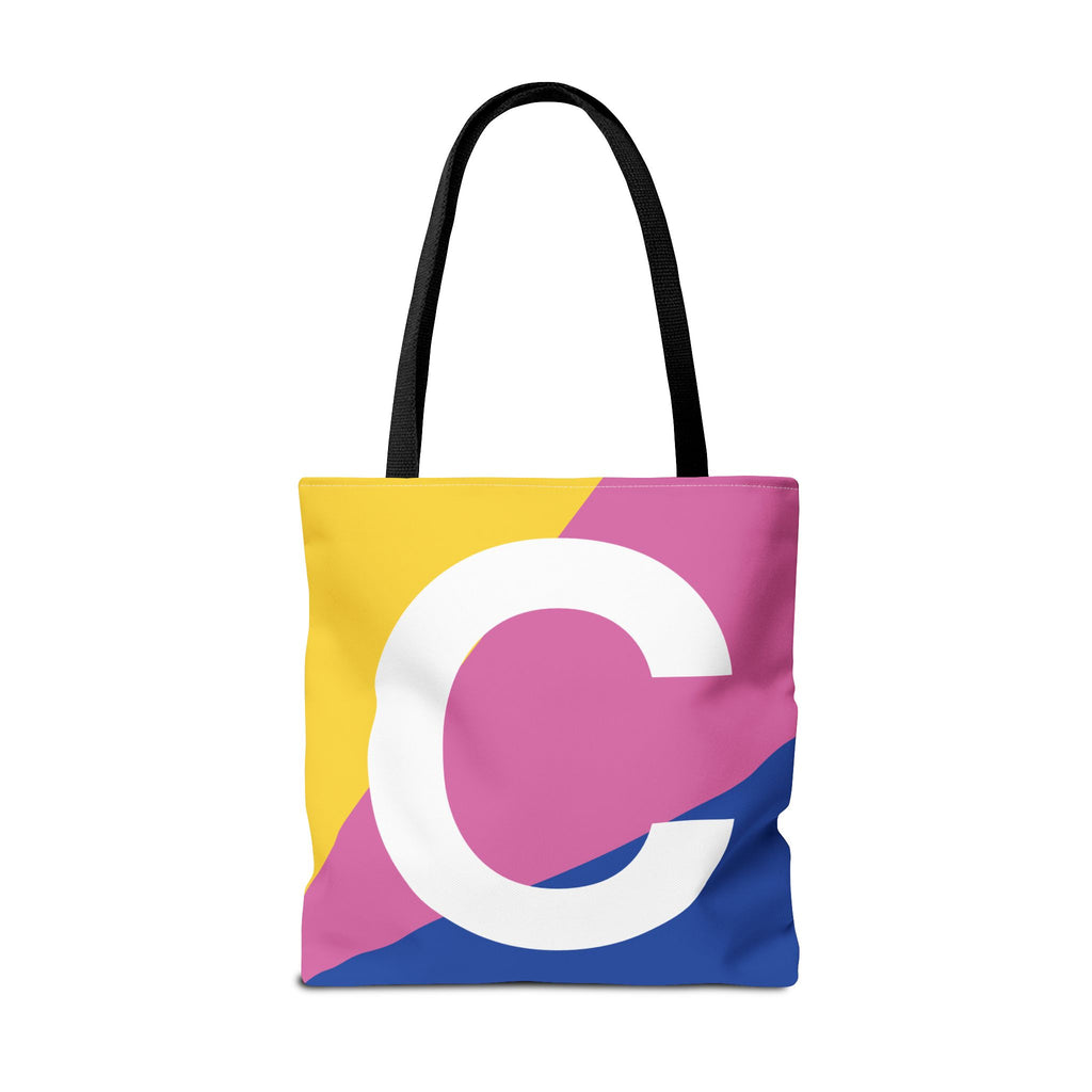 Monogram 'C' Colorblock Tote Bag — Personalized Initial C Shoulder Tote