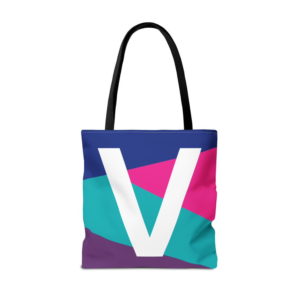 Monogram 'V' Colorblock Tote Bag — Personalized Initial V Shoulder Tote