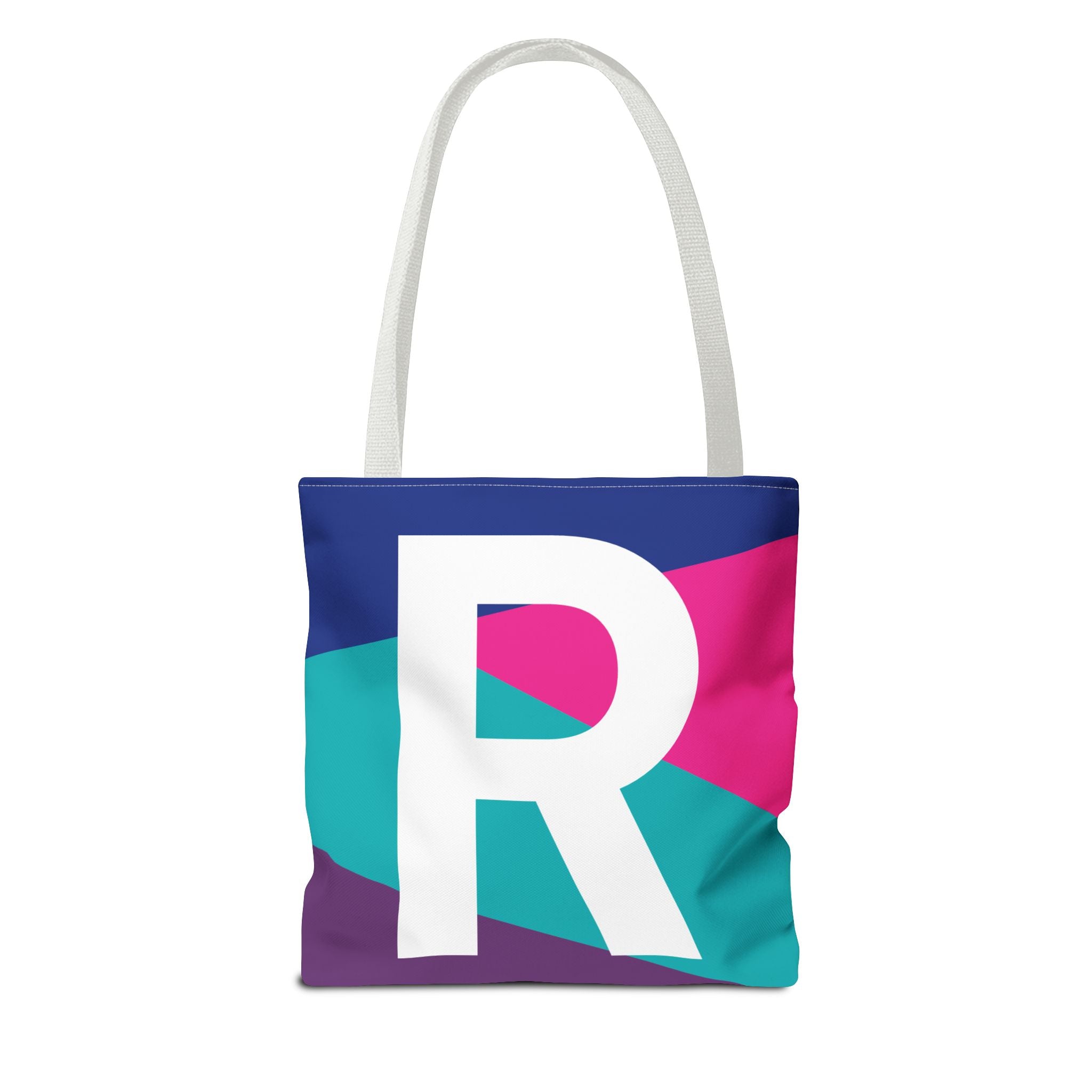 Monogram 'R' Colorblock Tote Bag — Personalized Initial R Shoulder Tote