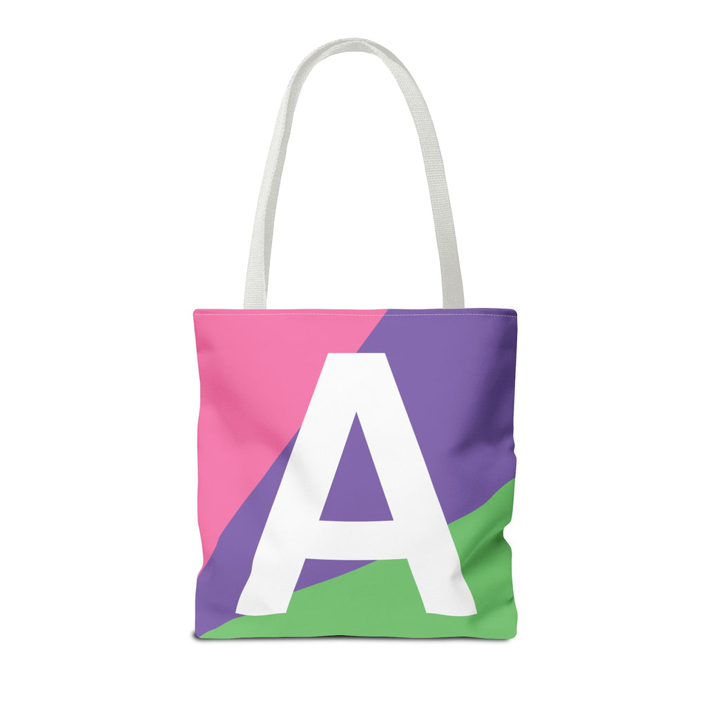 Monogram 'A' Colorblock Tote Bag — Personalized Initial A Shoulder Tote