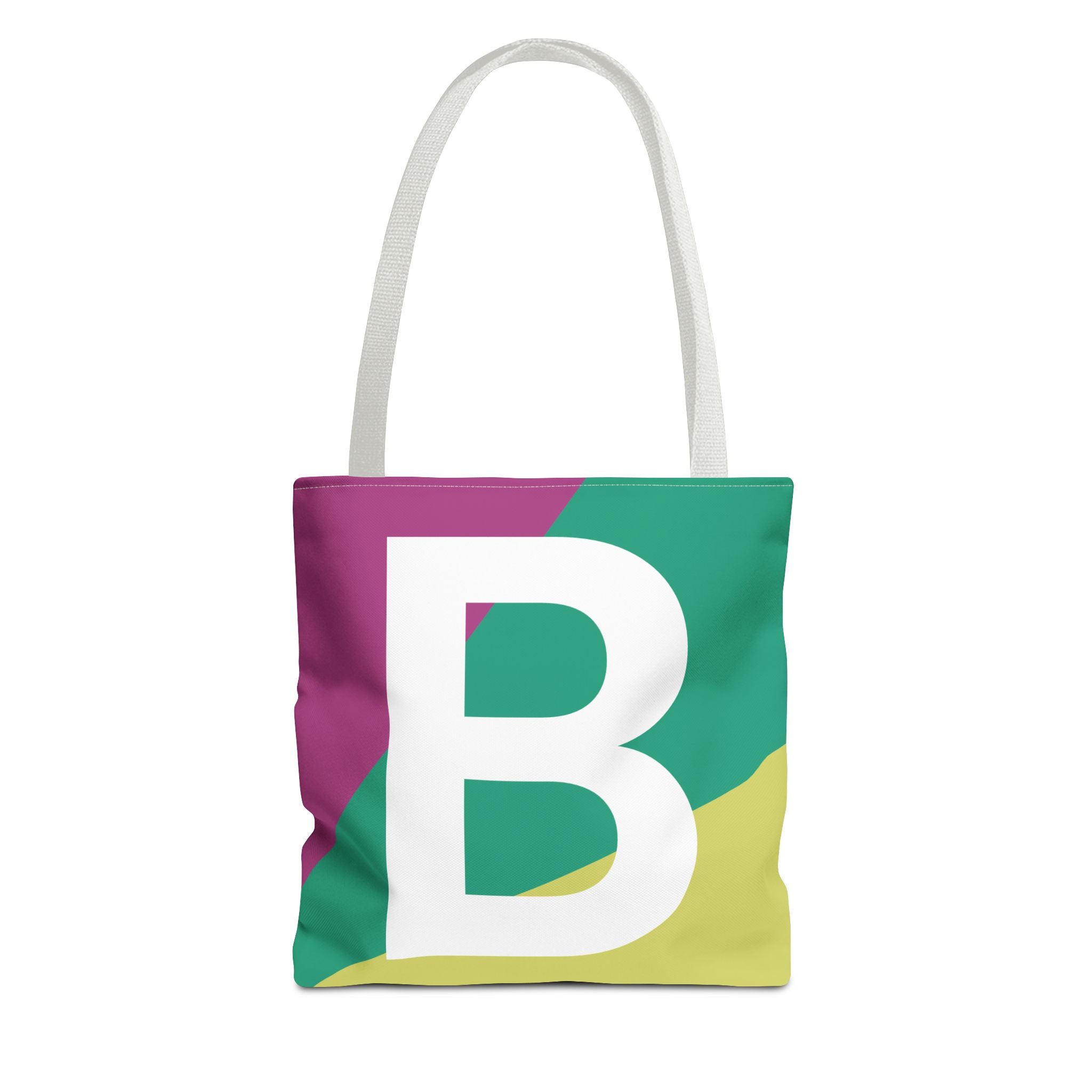 Monogram 'B' Colorblock Tote Bag — Personalized Initial B Shoulder Tote