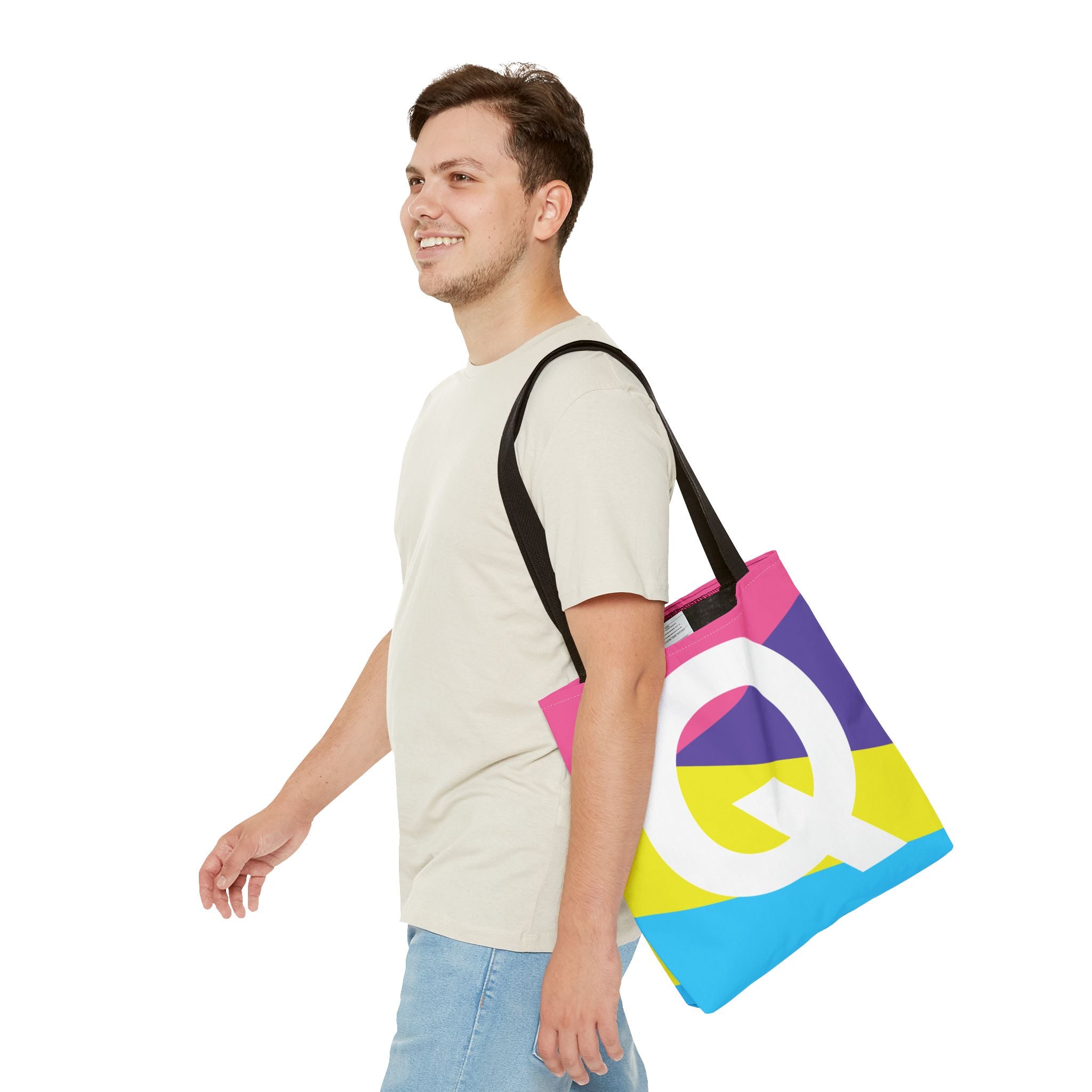 Monogram 'Q' Colorblock Tote Bag — Personalized Initial Q Shoulder Tote
