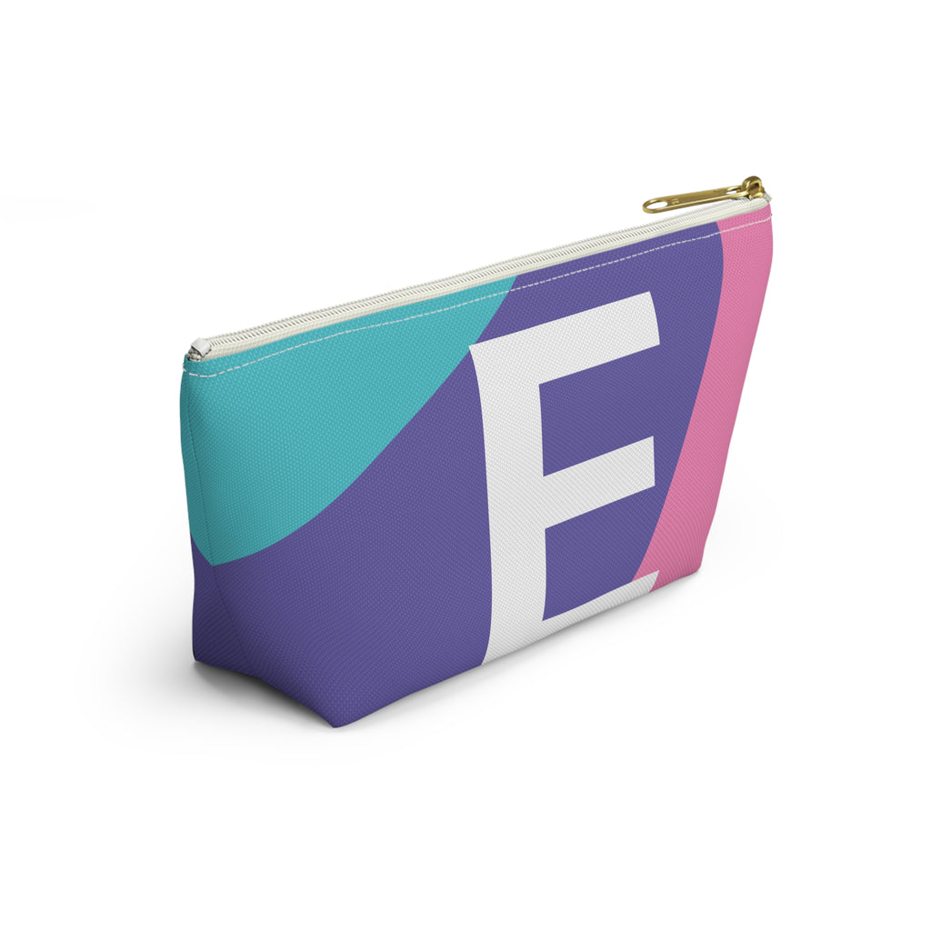 Initials Colorblock Accessory Pouch — Monogram E T-Bottom Cosmetic Bag
