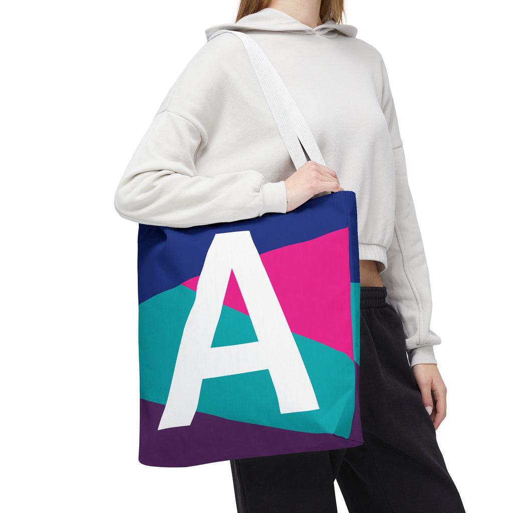 Monogram 'A' Colorblock Tote Bag — Personalized Initial A Shoulder Tote