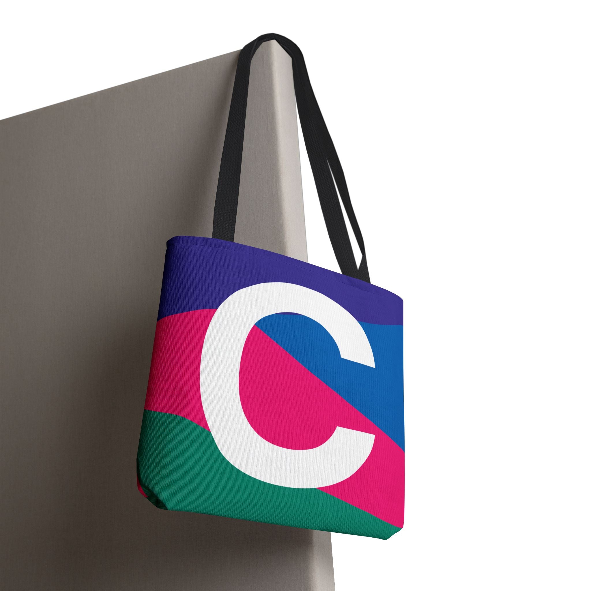 Monogram 'C' Colorblock Tote Bag — Personalized Initial C Shoulder Tote