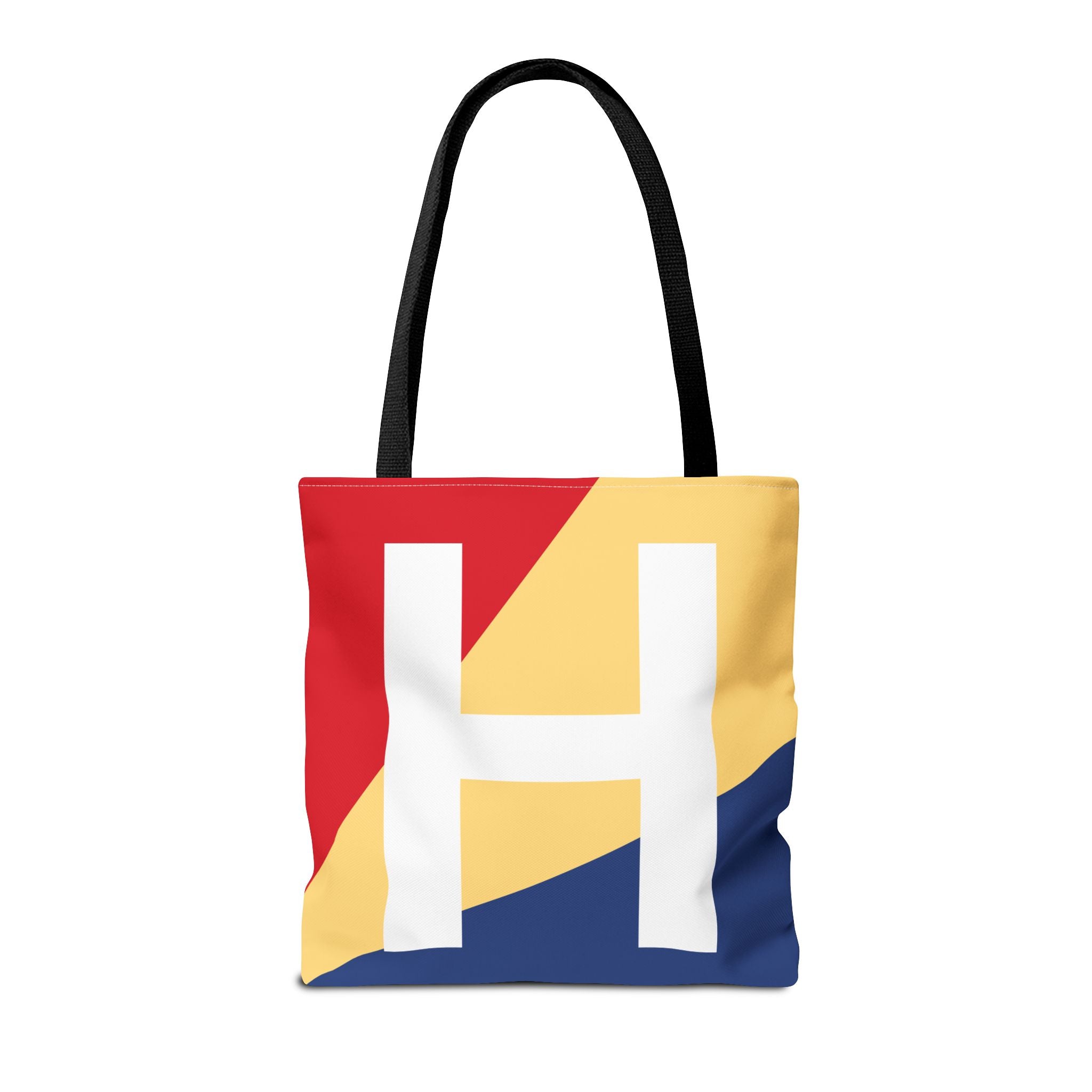 Monogram 'H' Colorblock Tote Bag — Personalized Initial H Shoulder Tote