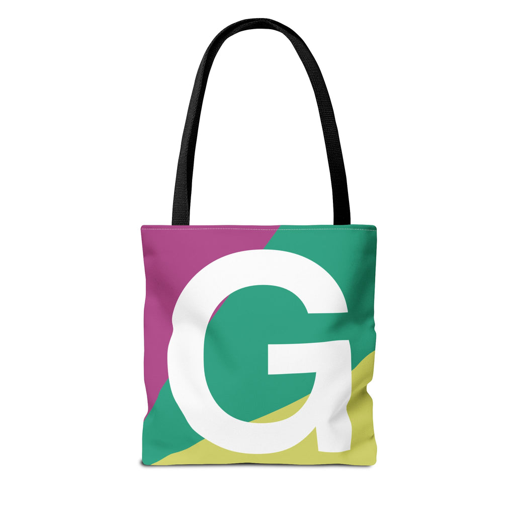 Monogram 'G' Colorblock Tote Bag — Personalized Initial G Shoulder Tote