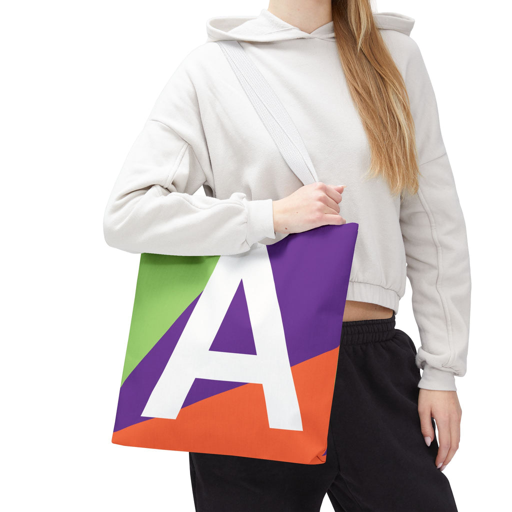 Monogram 'A' Colorblock Tote Bag — Personalized Initial A Shoulder Tote